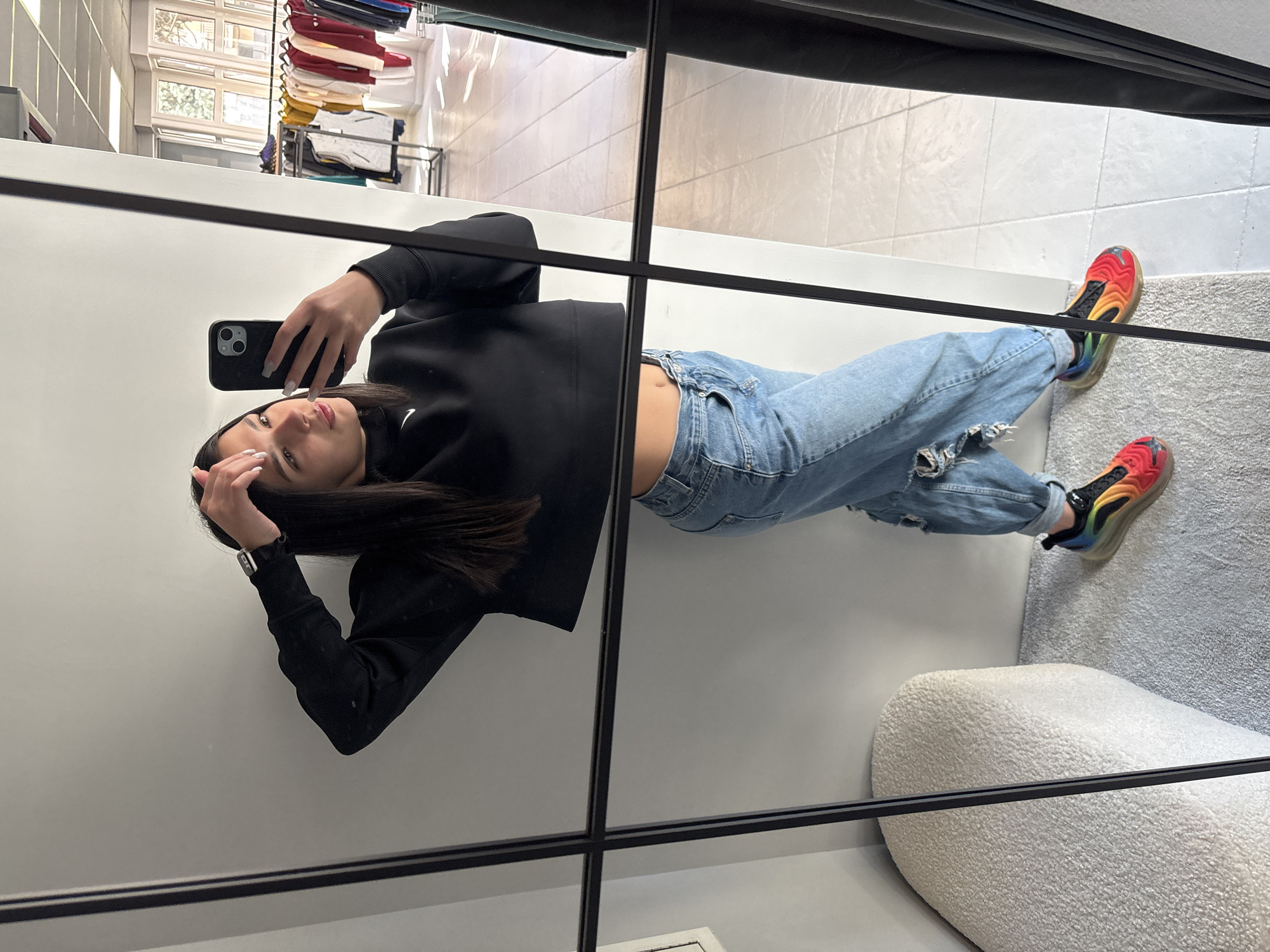 Woman Takes Morning Mirror Selfies Around Gabrovo, Bulgaria