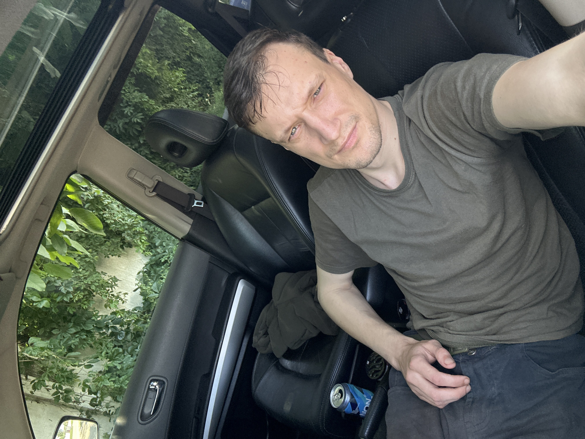 Selfie session in a parked car, Shatava, Ukraine