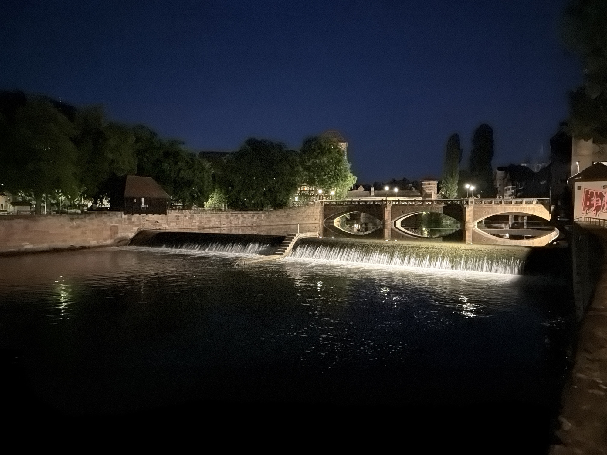 Peaceful evening scenes captured along Nuremberg's Pegnitz River