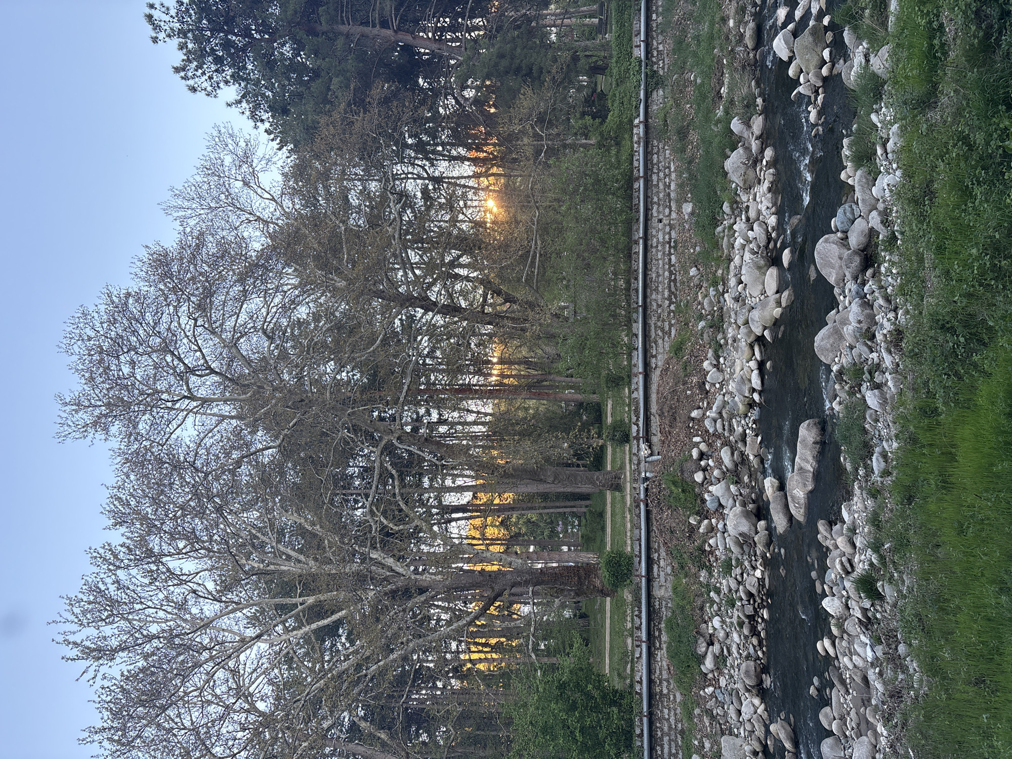 River landscape captured in Sandanski, Bulgaria at sunset