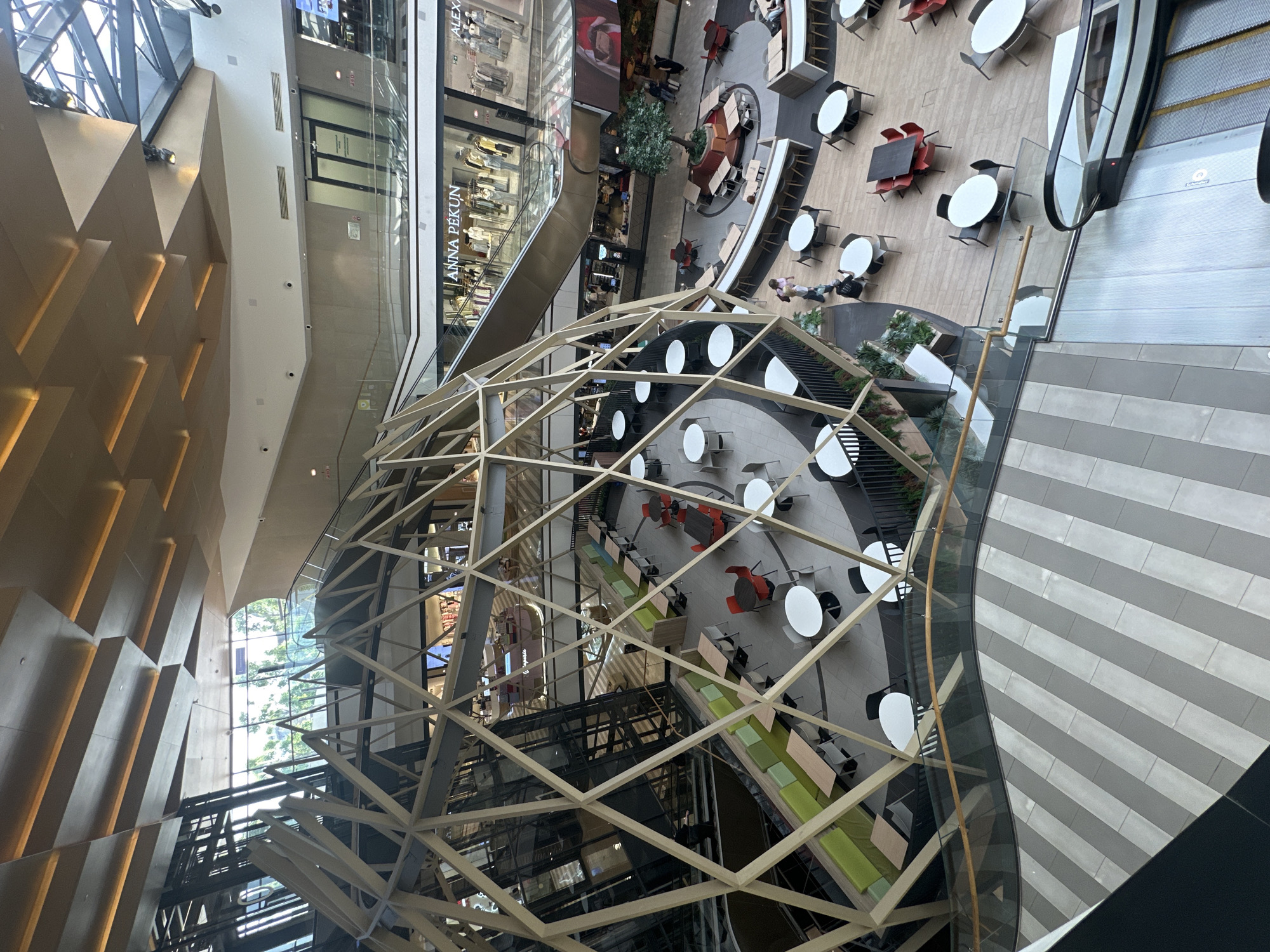 Morning documentation of Ukrainian shopping mall and restaurant interiors