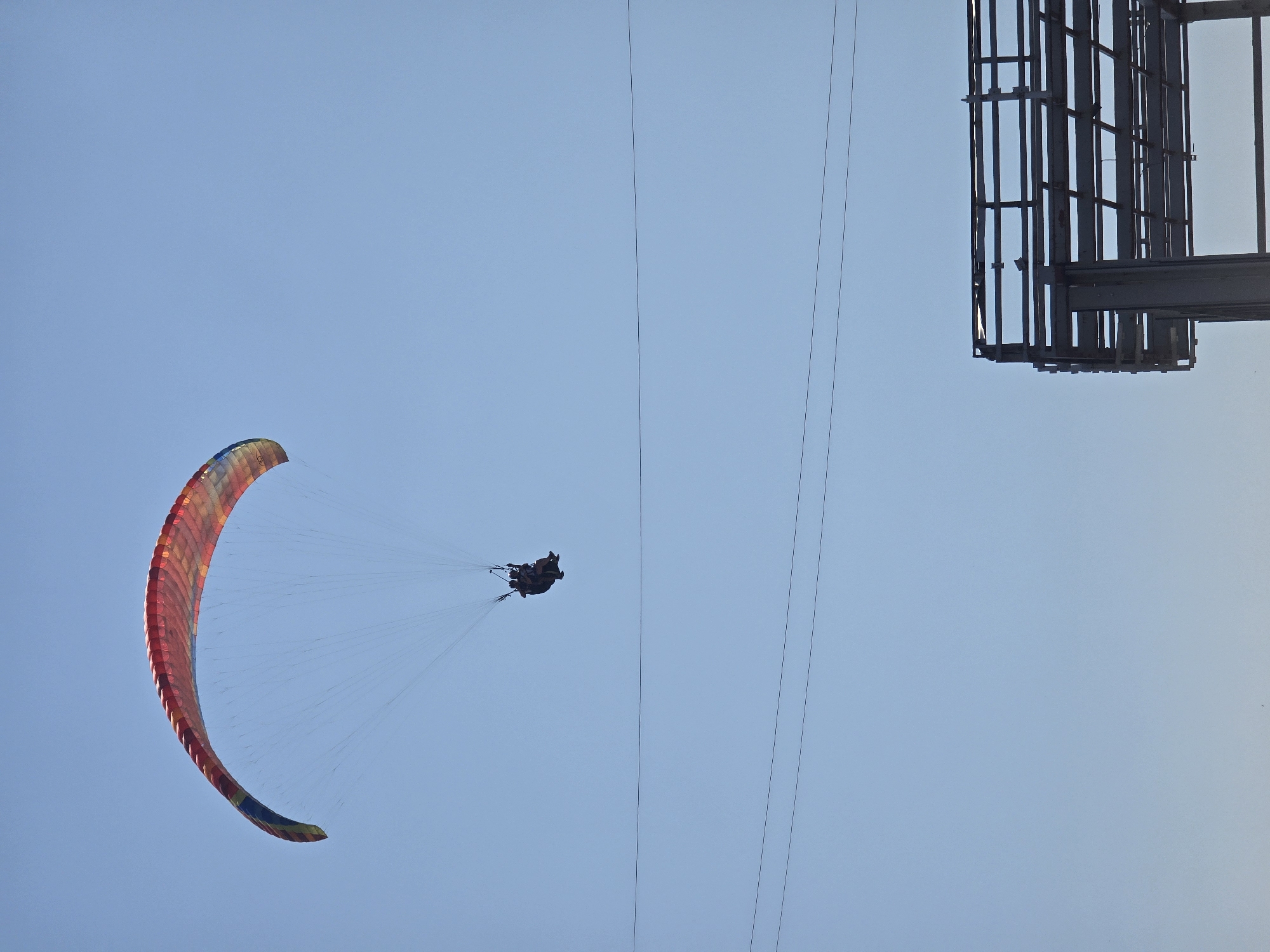 Tandem paragliding above the Montenegrin coast near Sveti Stefan