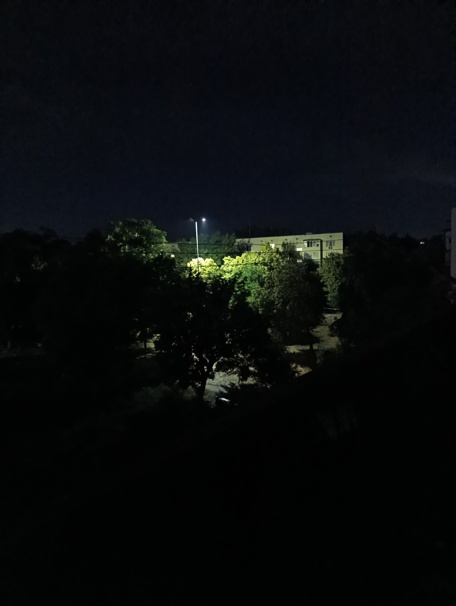 Quiet nighttime streets in Ladyzhyn, Ukraine