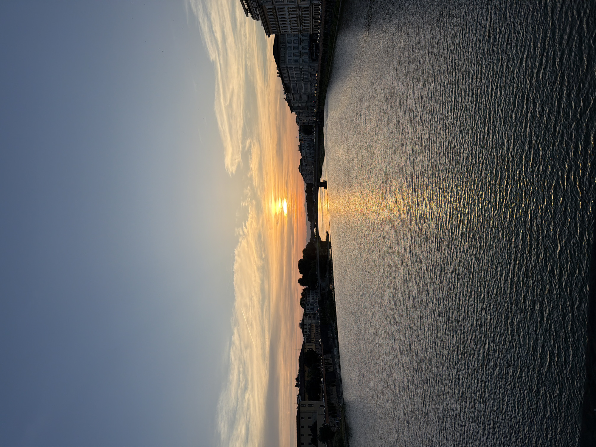 Sunset captured over Arno River in Florence