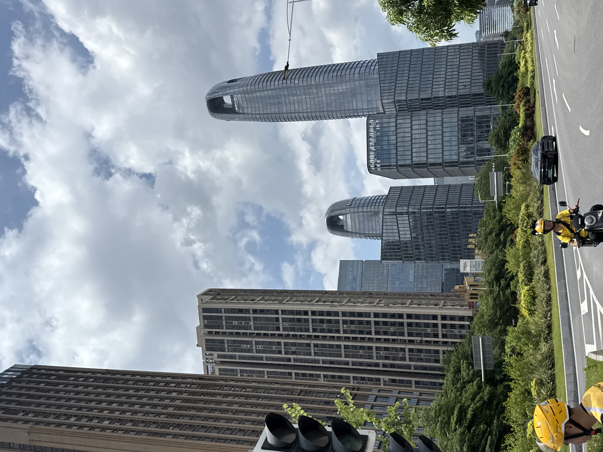 Inside a modern Haizhu residential complex on a quiet morning