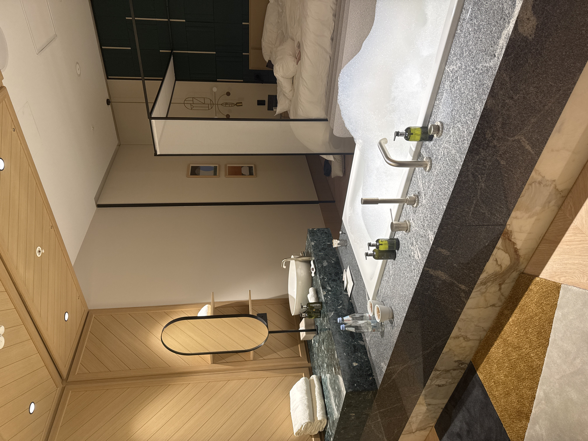 Bubble bath evening in a Tbilisi hotel room