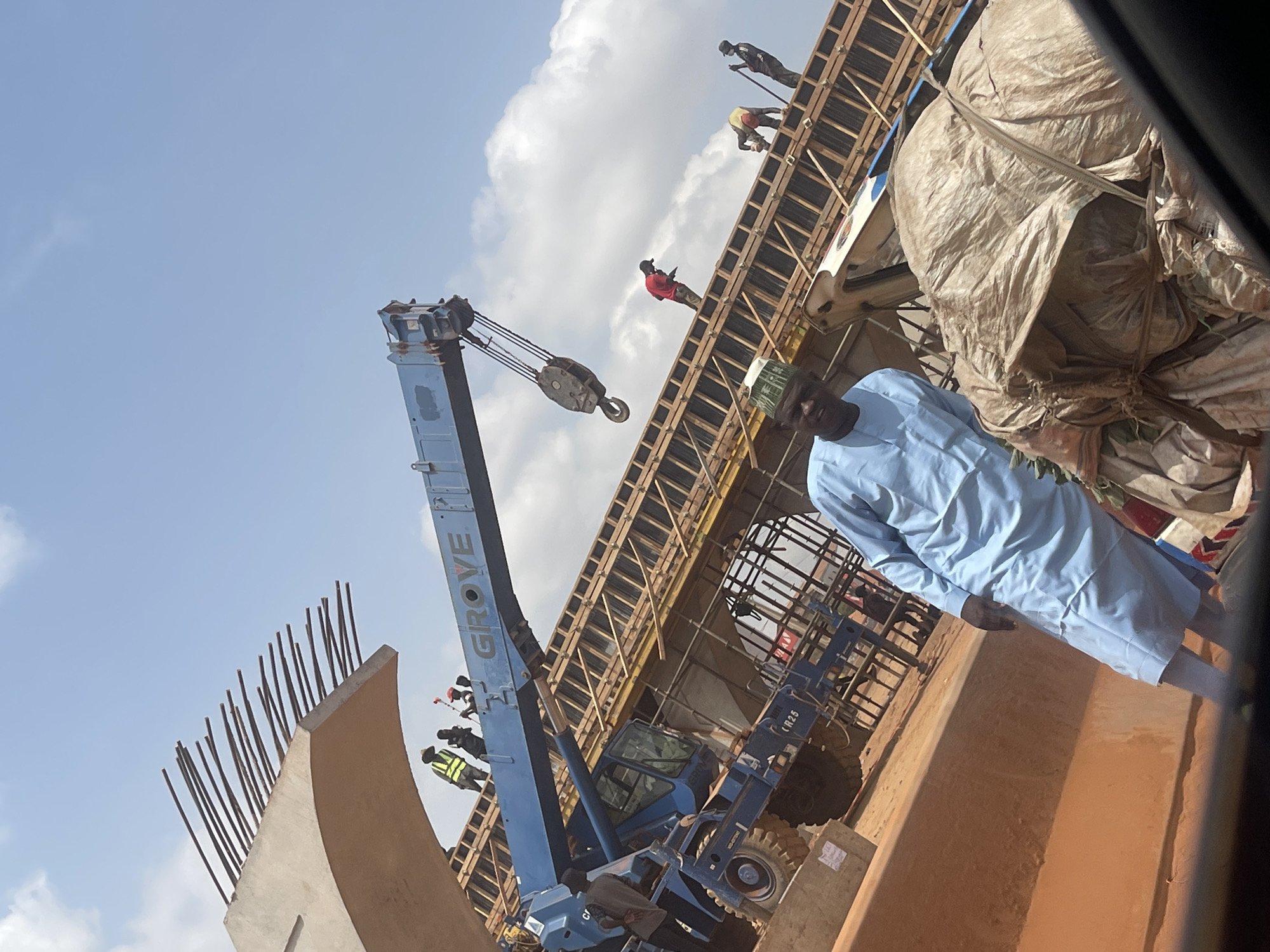Construction activity documented in Nyanya, Nigeria morning scenes