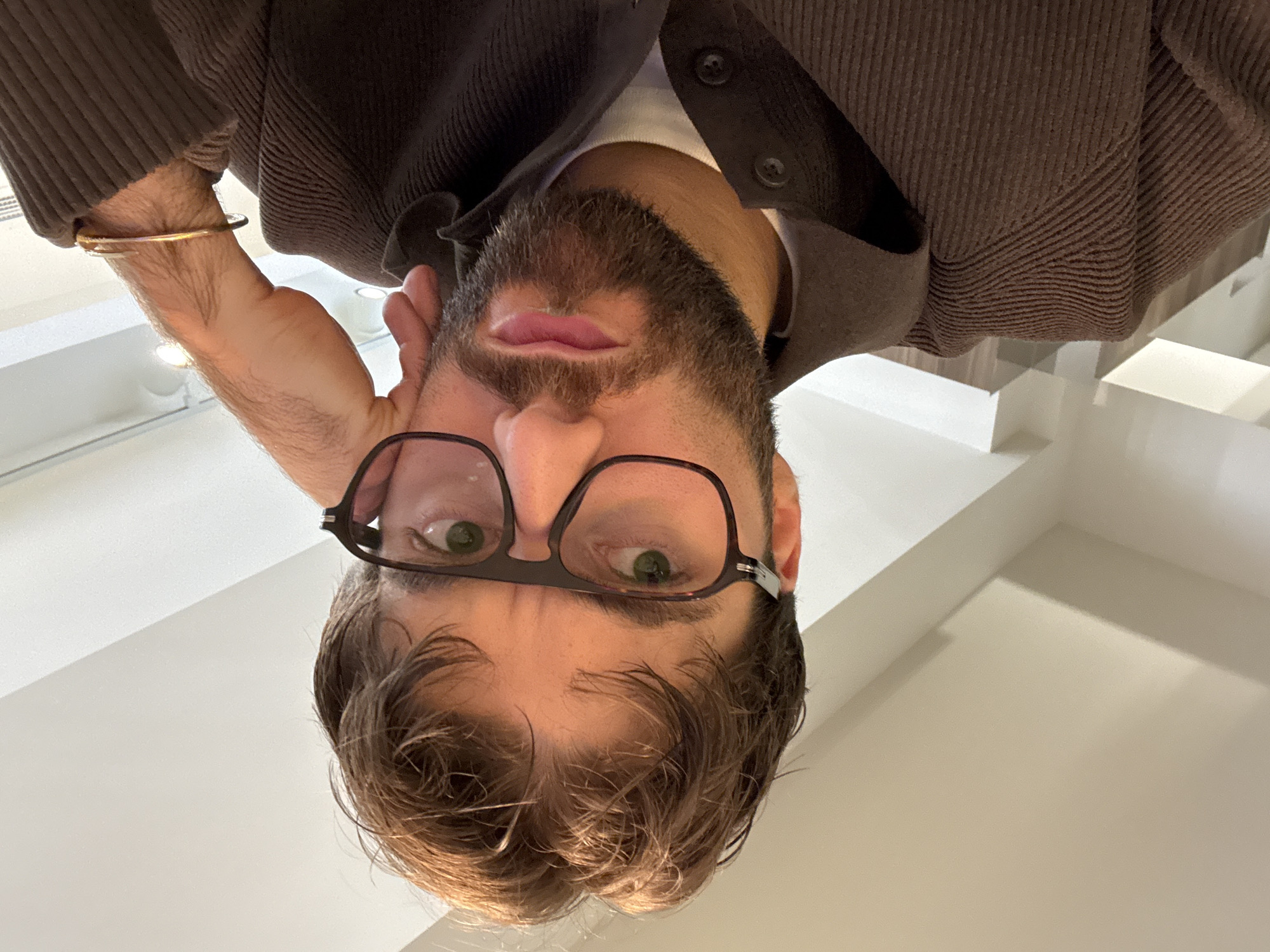 Montreal resident documents coffee break with selfies, interior shots