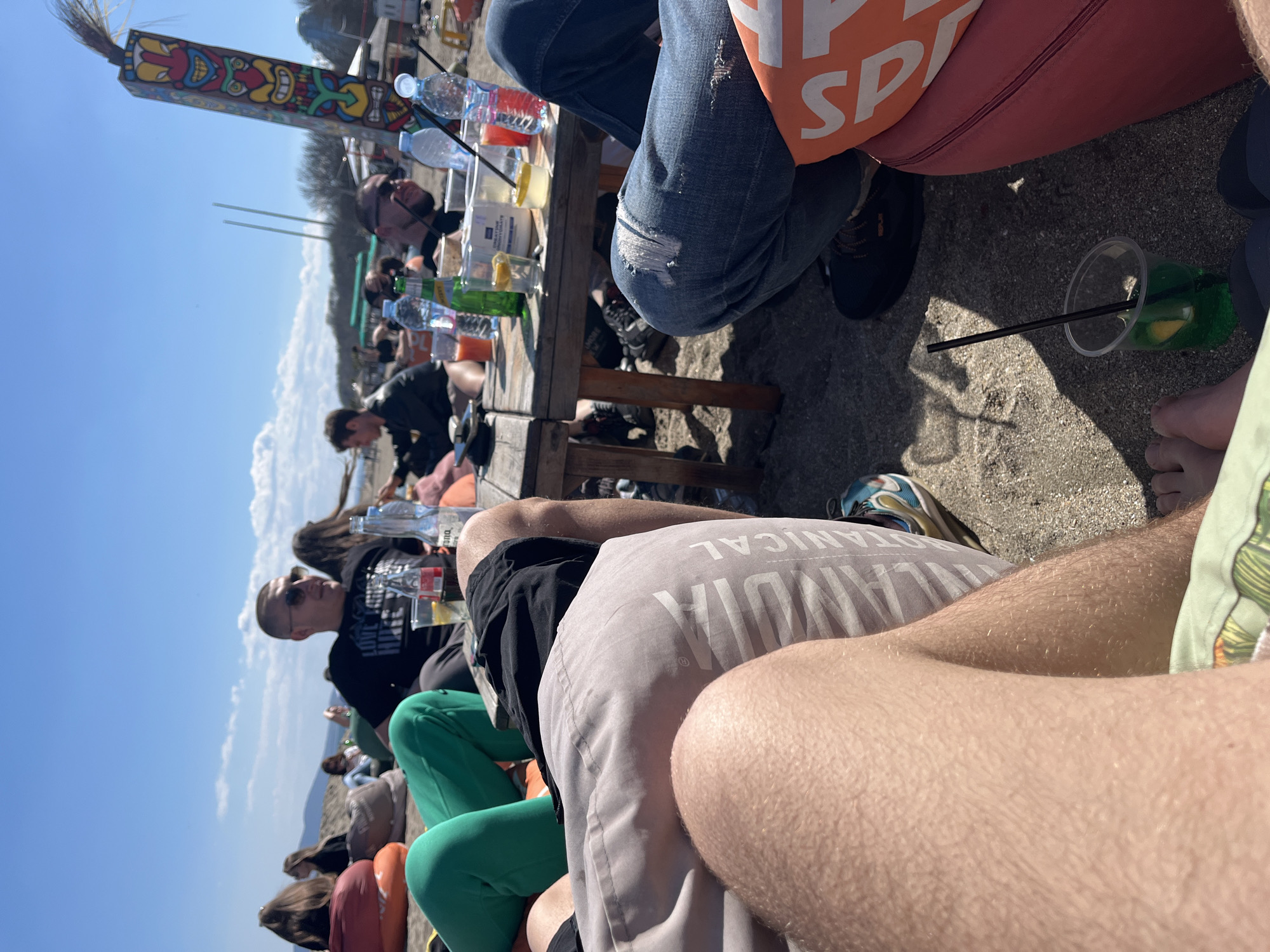 Beach gathering with drinks captured in Burgas, Bulgaria