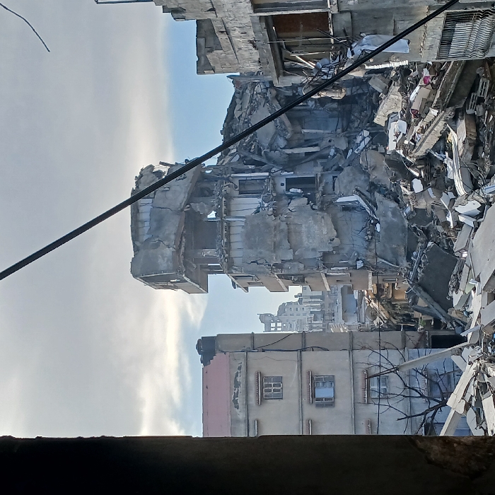 Gaza displacement camps documented amid widespread building destruction