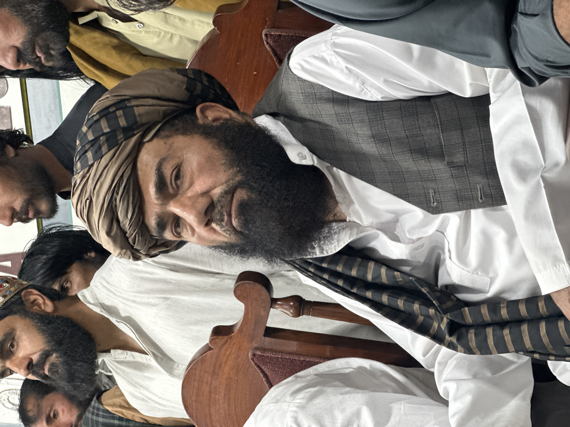 Press conference held in Quetta, Pakistan with traditional-dressed attendees