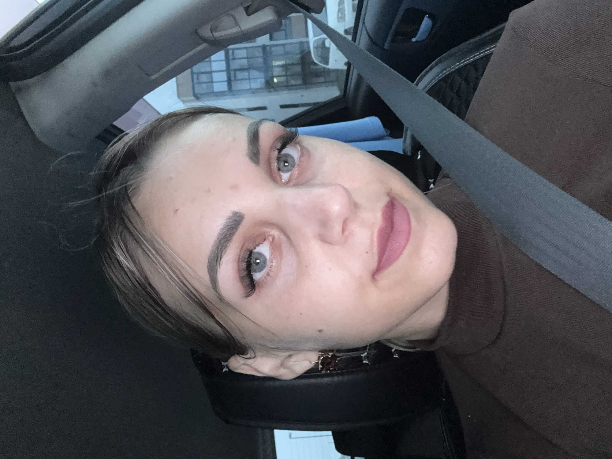 Quick selfie session inside a car in Yuzhno-Sakhalinsk