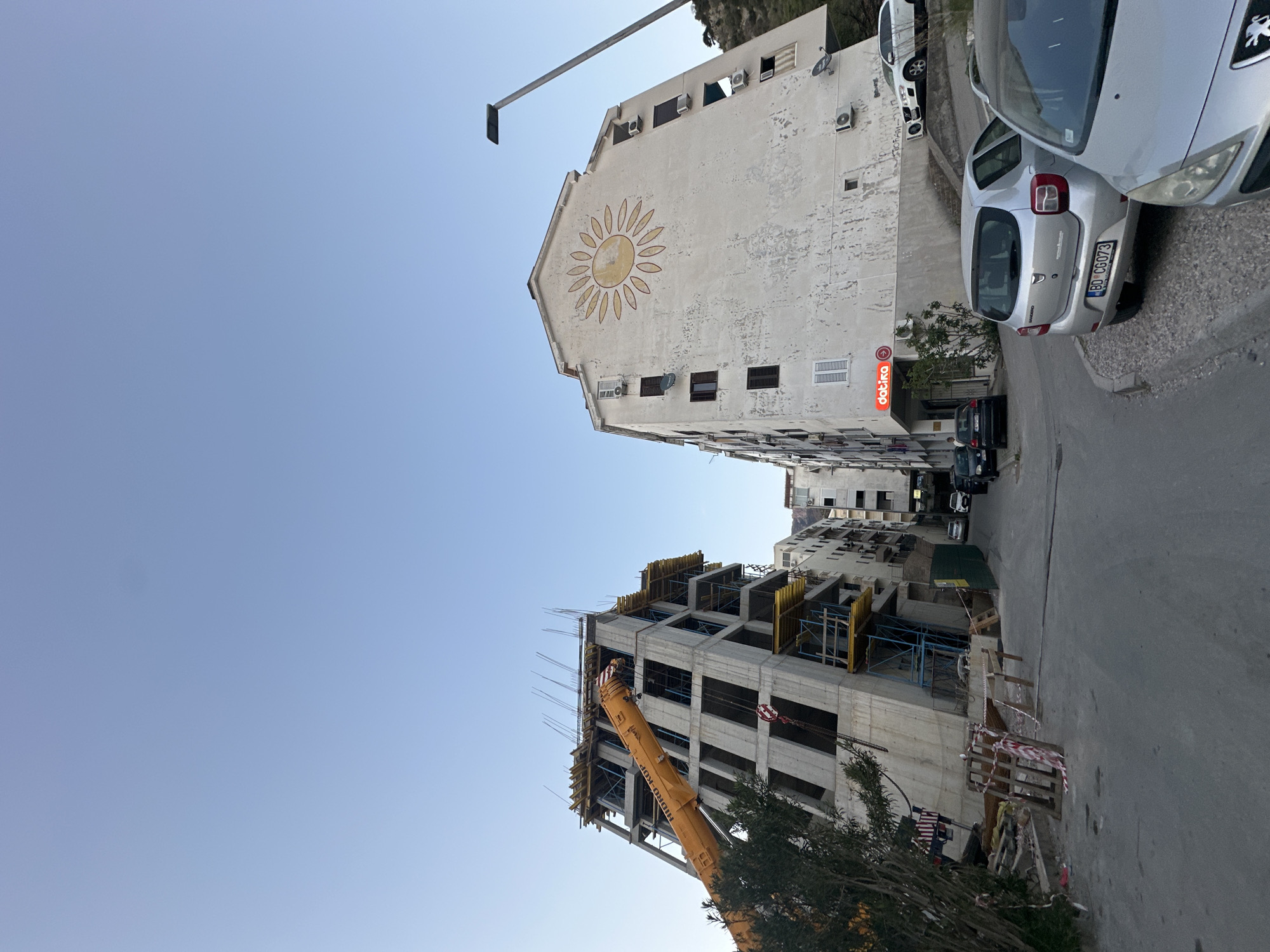 Street scene captured in Budva, Montenegro with mixed architecture