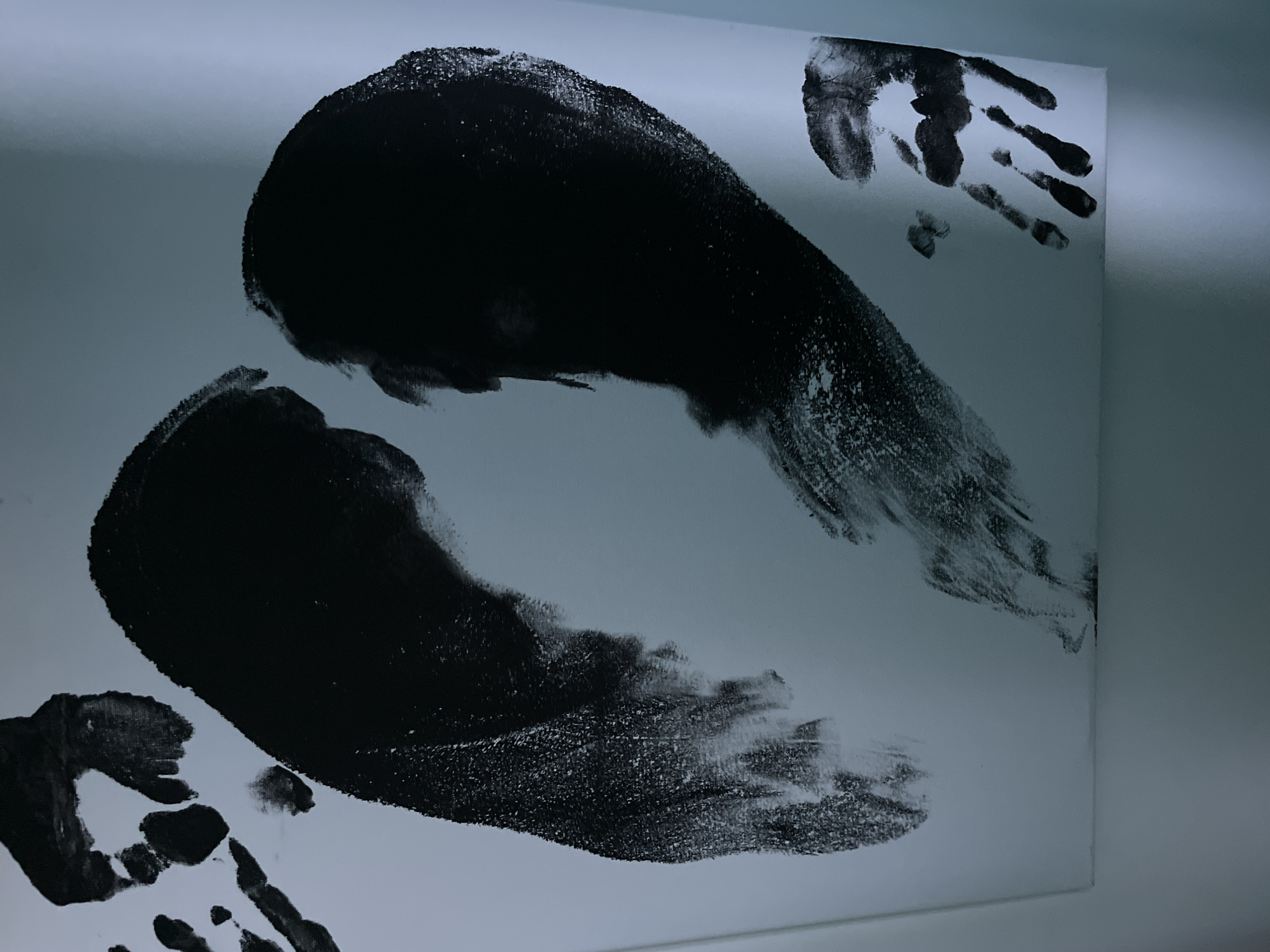 Domestic moments: artwork, bath products, and morning beverage routine