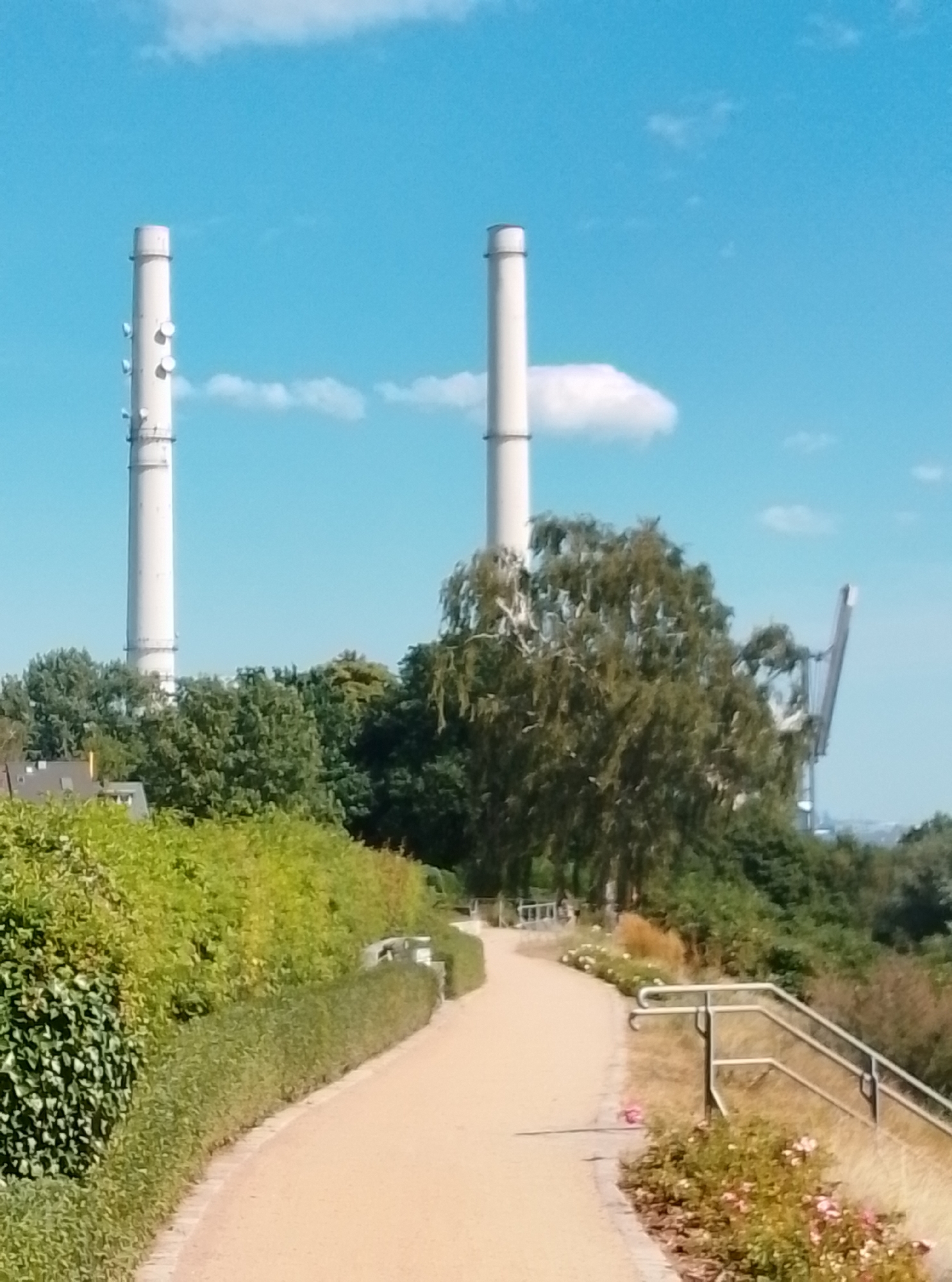 Sunny afternoon along the Elbe riverfront in Wedel