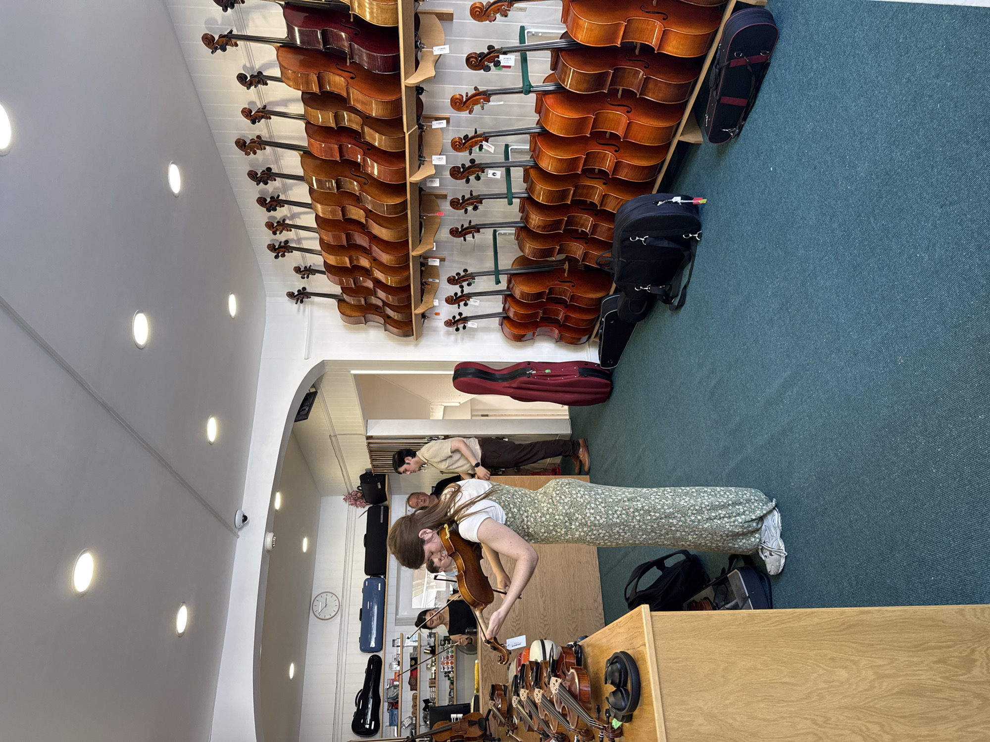Inside a London violin shop and out on the street
