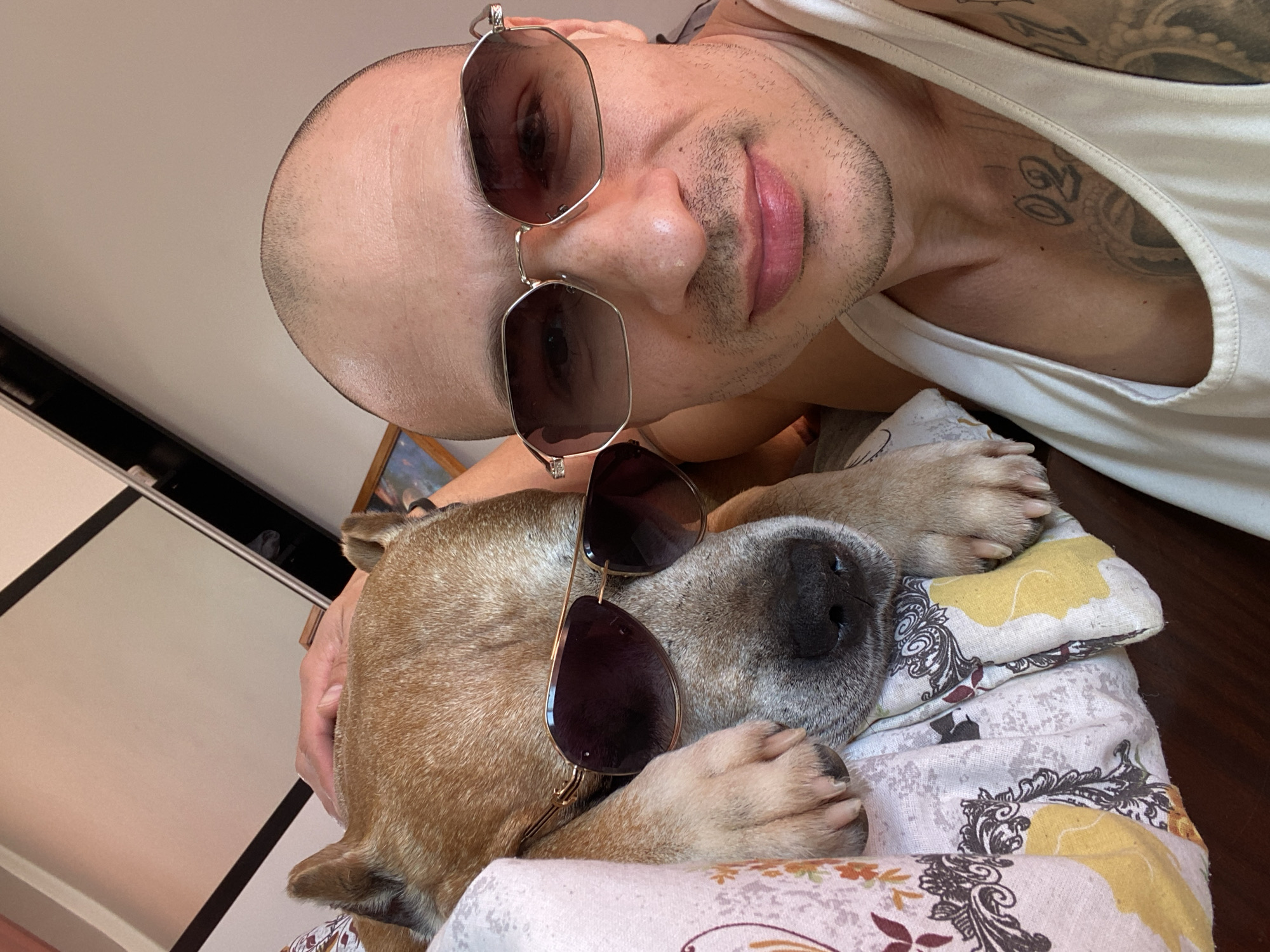 Man Takes Selfie with Dog in Pleven, Bulgaria