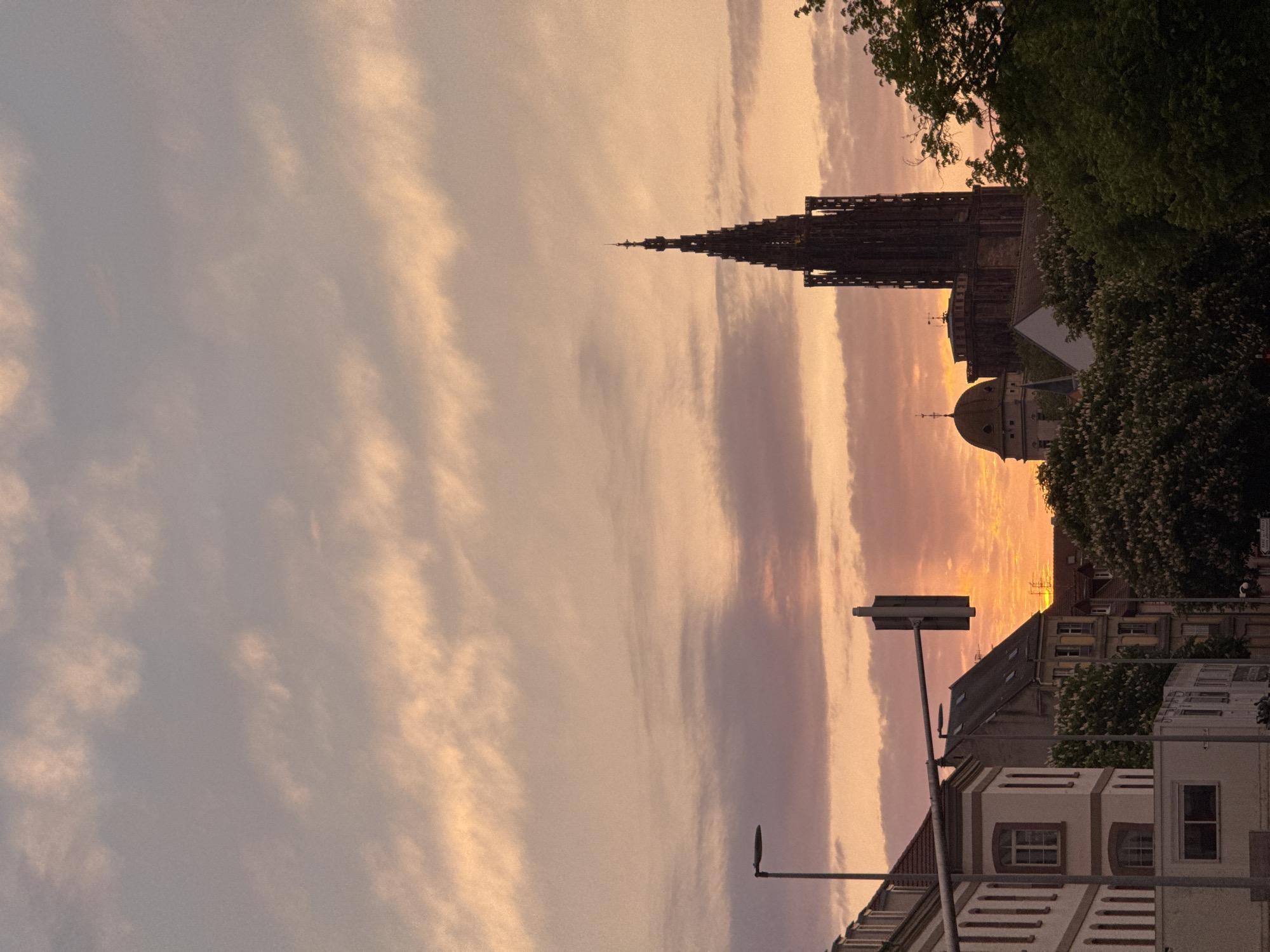 Sunset views of Strasbourg cathedral and streets captured