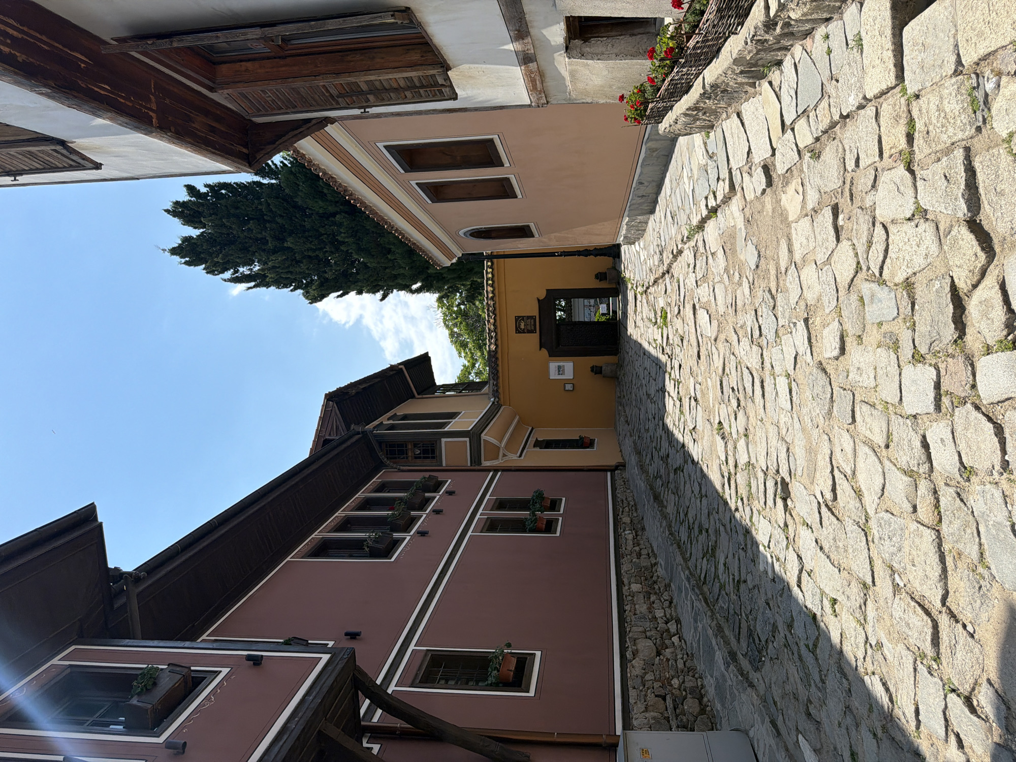 Tourist documents afternoon walk through historic Plovdiv Old Town