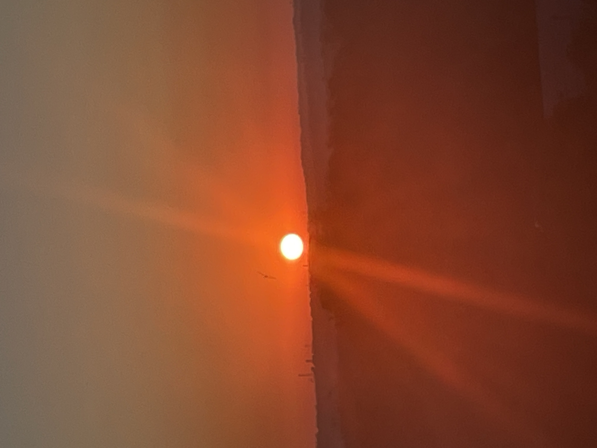 Sunrise over Novocherkassk rooftops, caught from above
