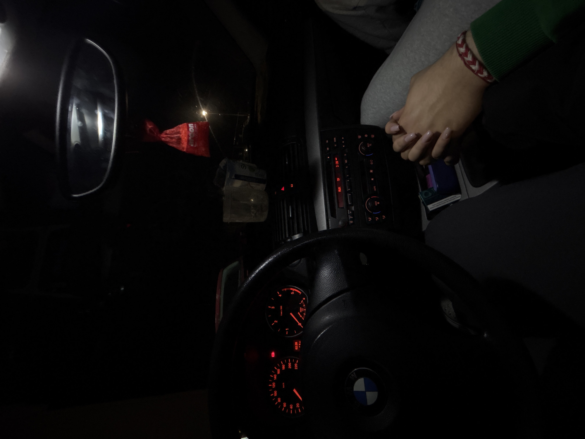 BMW interior photographed in Plovdiv at night