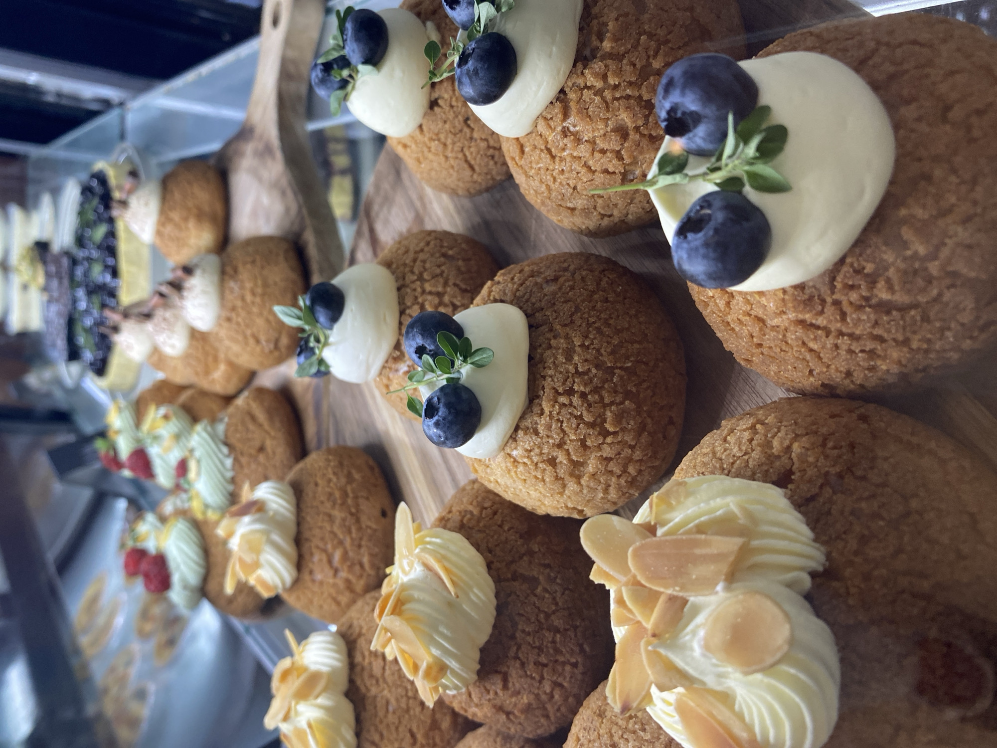 Cream puffs and berry cheesecake at a Bandung dessert spot