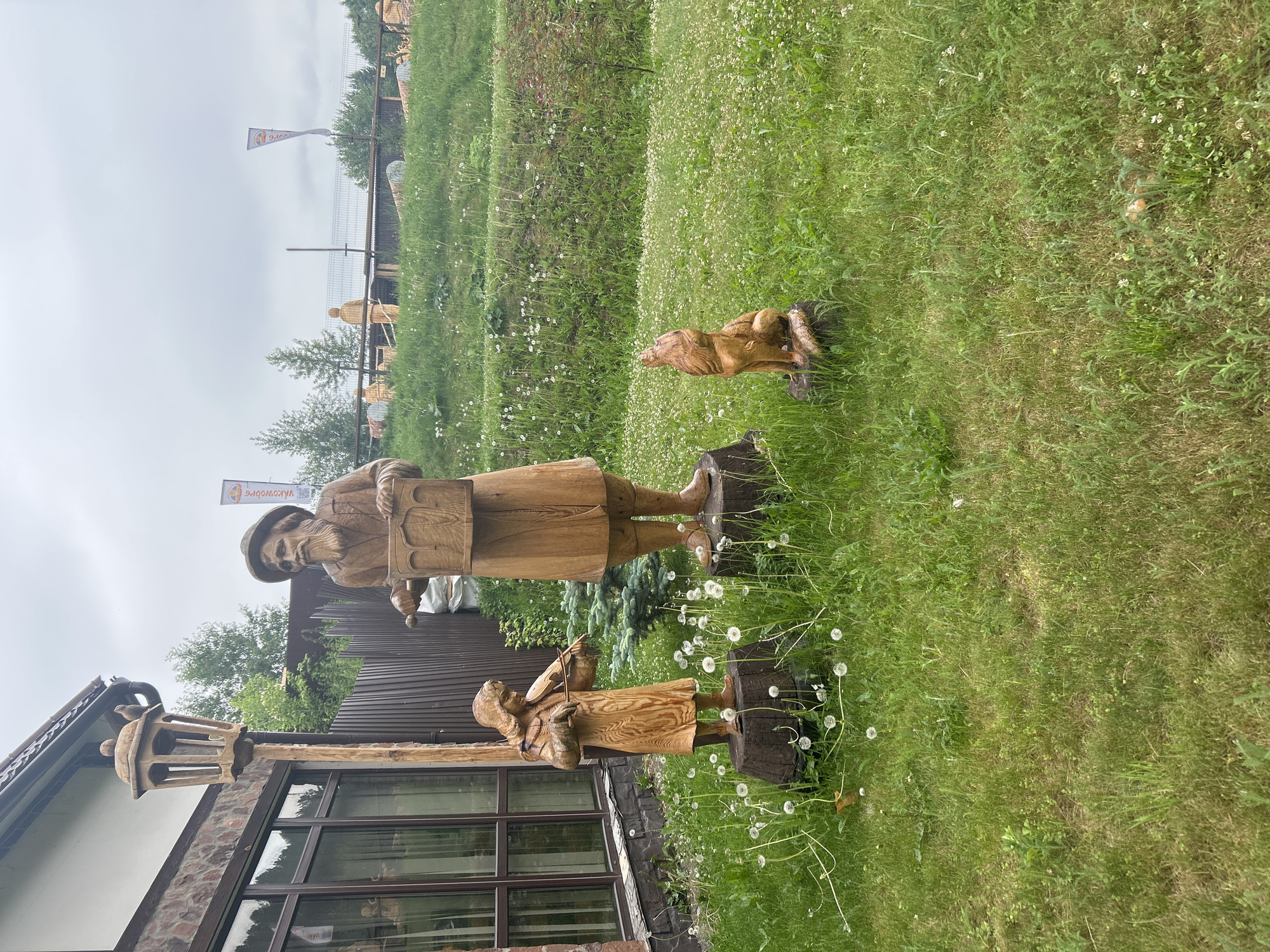 Outdoor wood sculpture park in Savvateevka, Russia