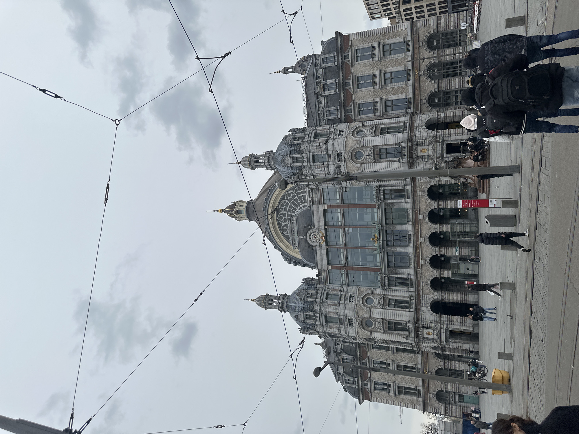 Antwerp Central Station's grand facade photographed