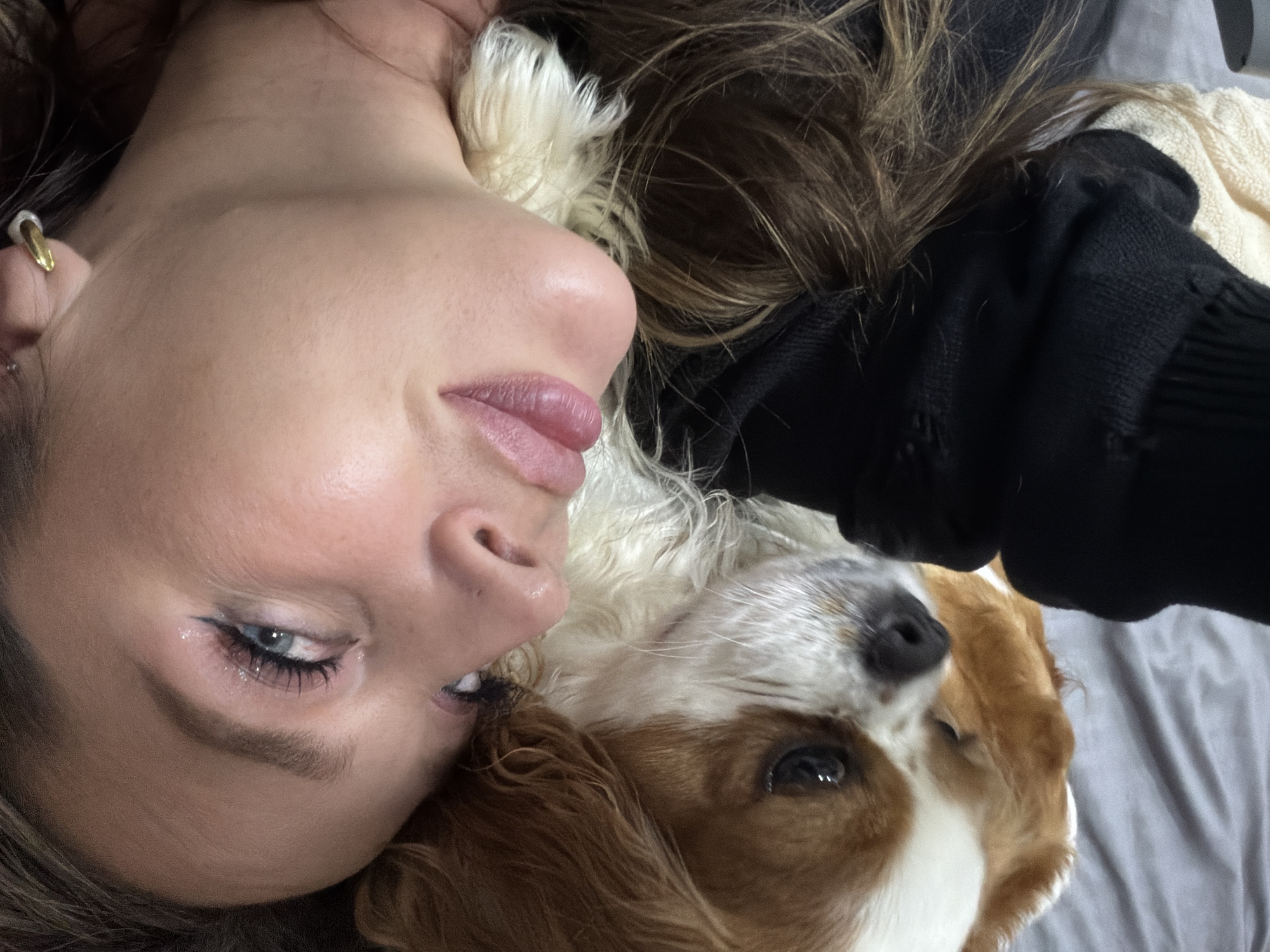 Woman and dog share quiet moments in Chaikovsky home