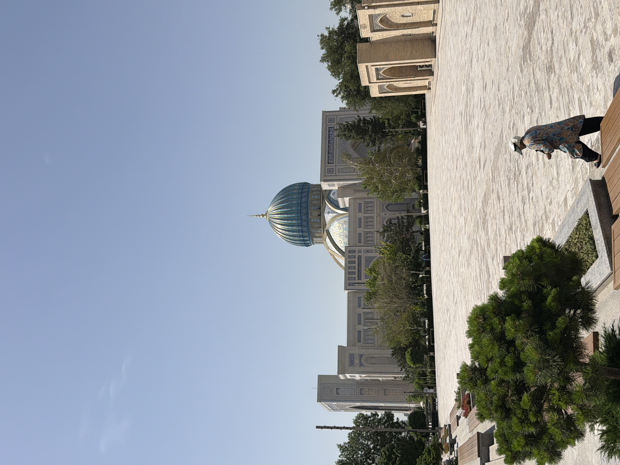 Early morning tourists explore historic Islamic complex in Tashkent