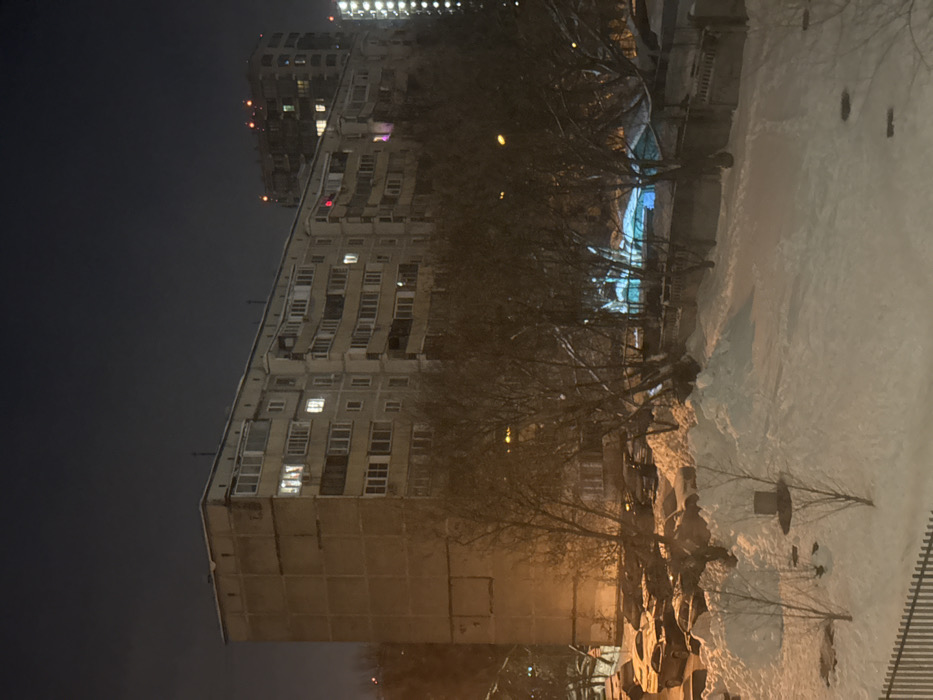 Winter night scene captured at Khimki apartment complex