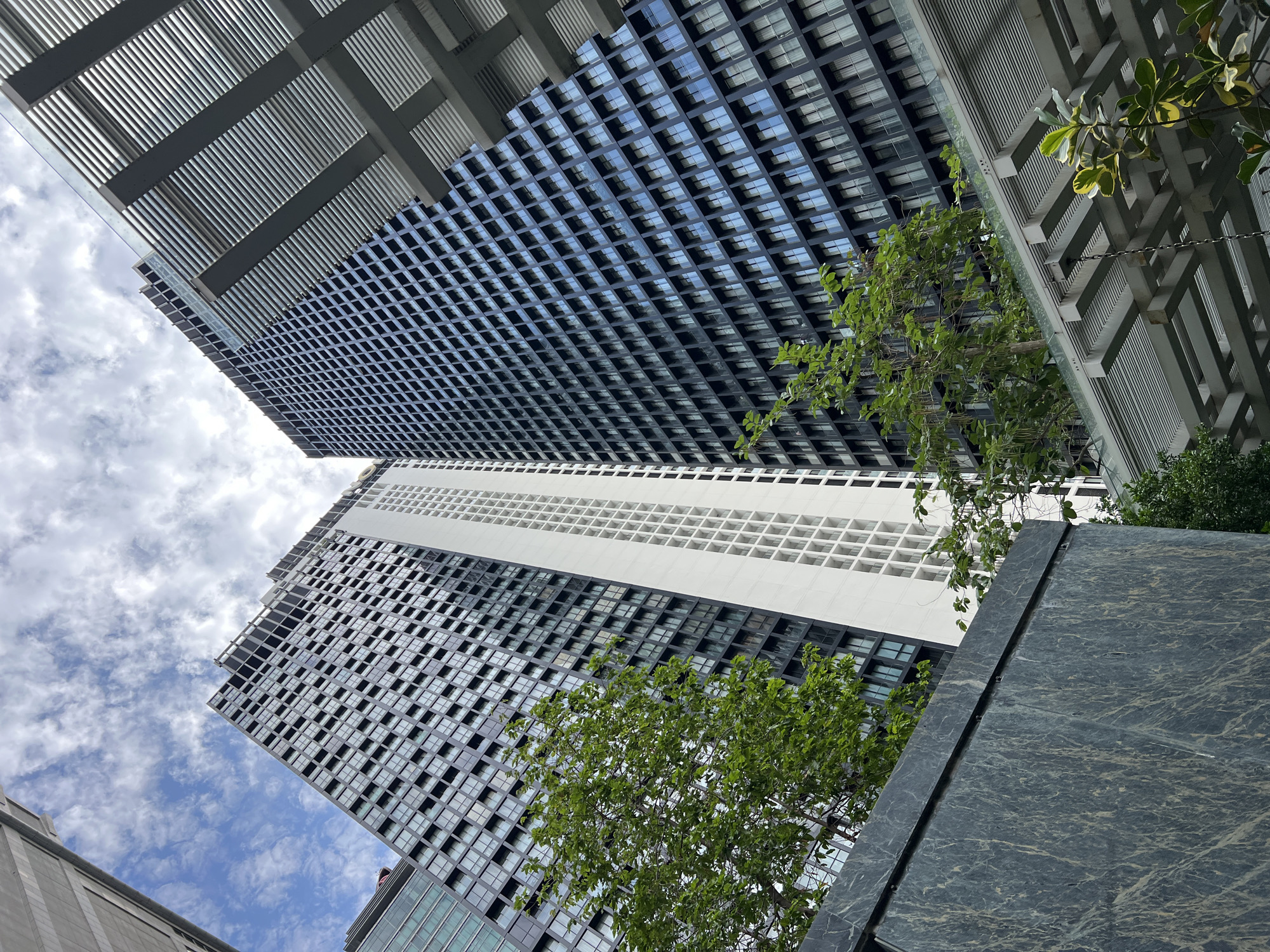 Bangkok high-rises photographed from street level perspective