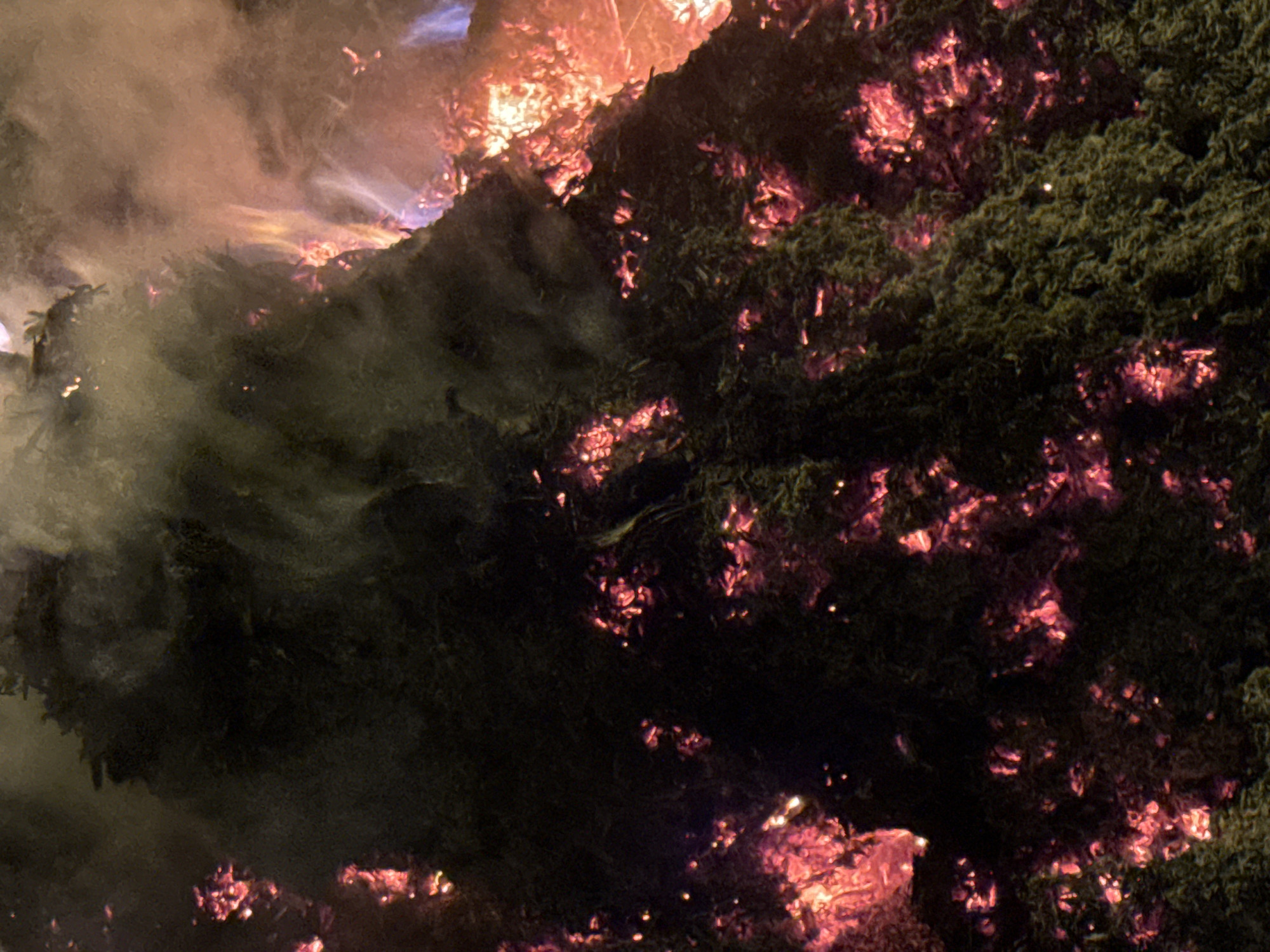Large bonfire burns in construction zone in Vietnam