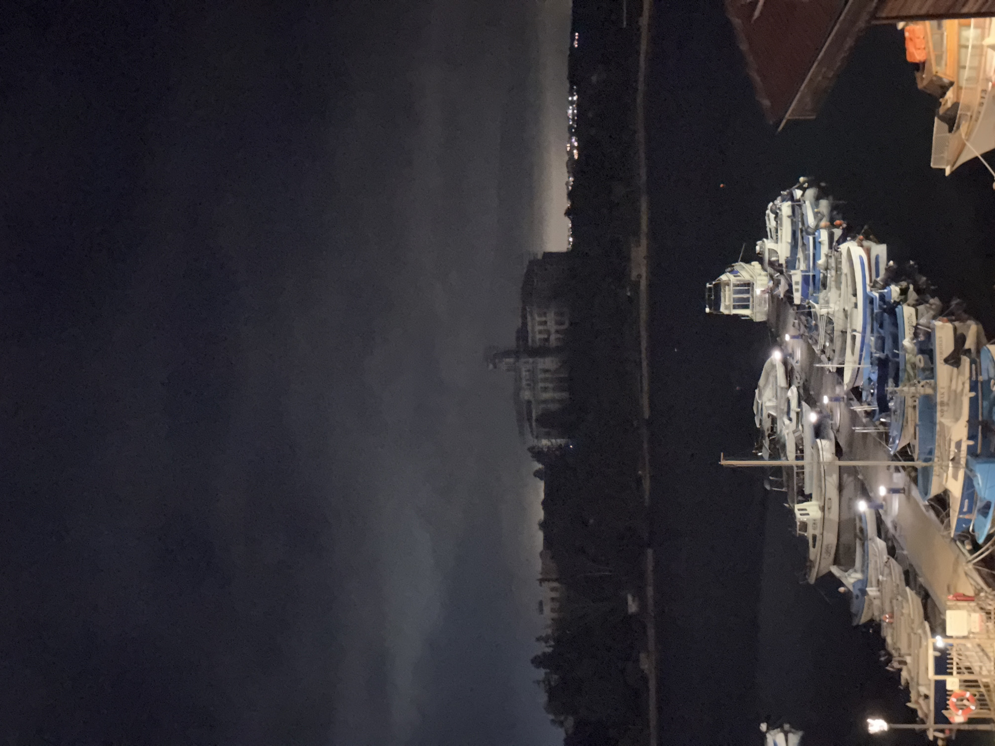 Evening scenes captured at illuminated Sozopol marina, Bulgaria