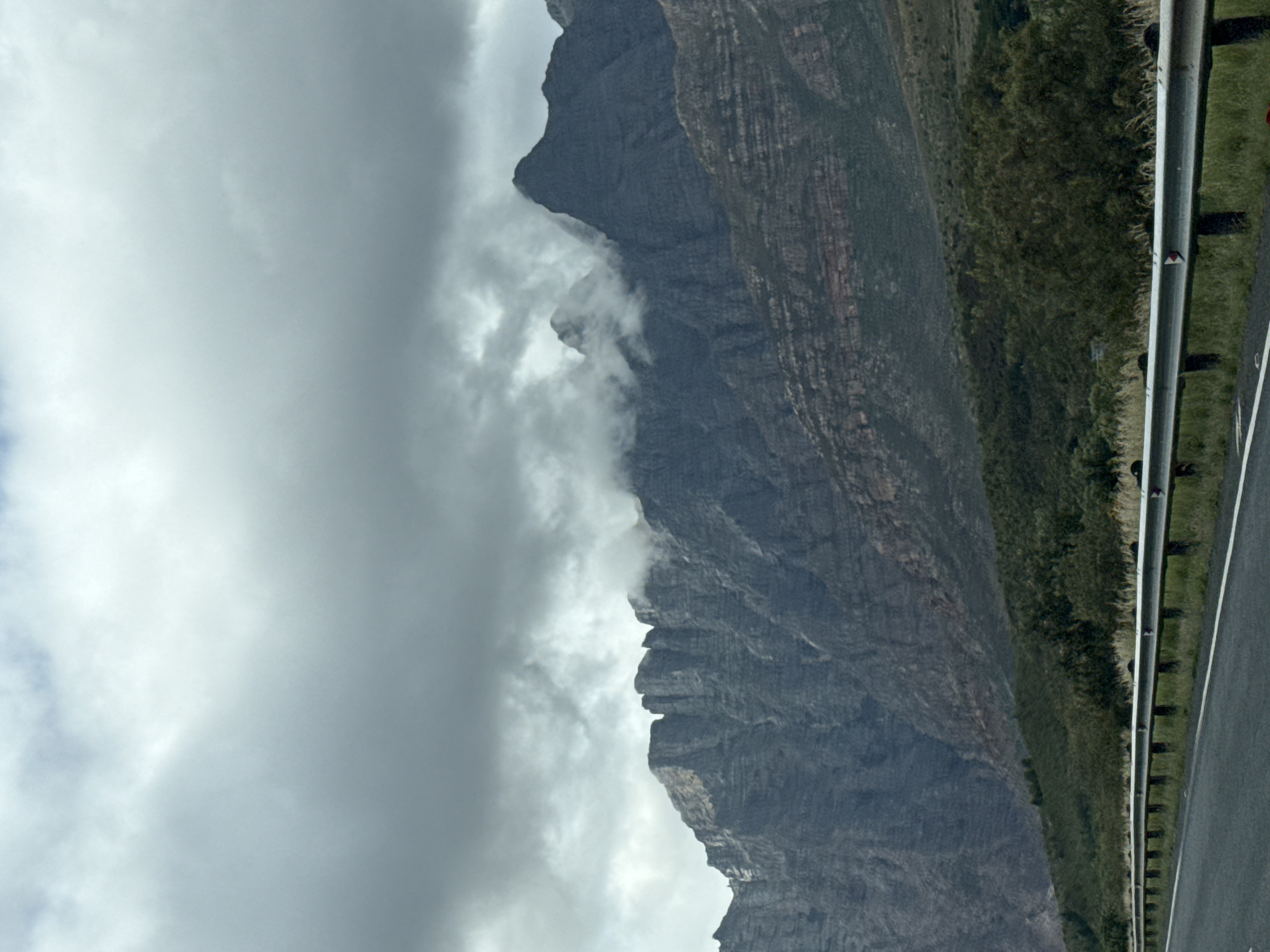 Mountain landscape photographed from vehicle in South Africa