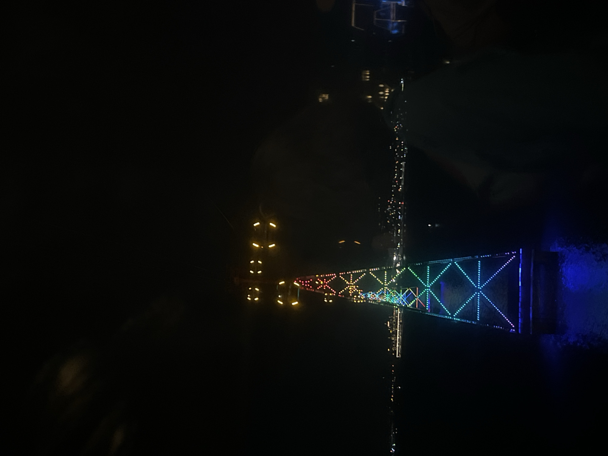 Couple views illuminated Nha Trang bridge and cityscape