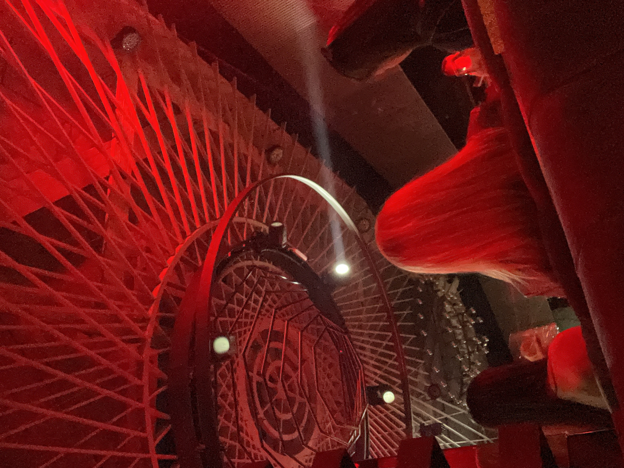 Entertainment venue observed with colorful atmospheric lighting