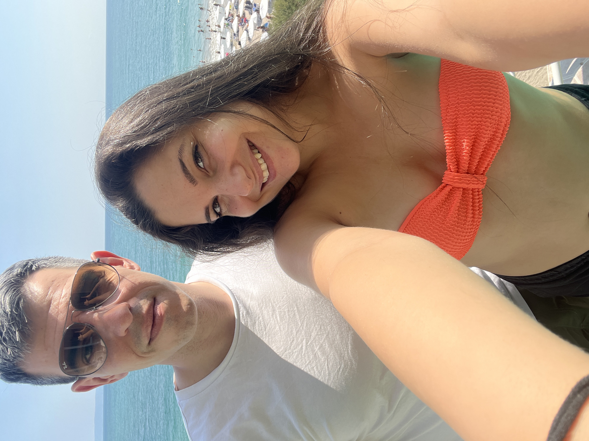 Beach selfie on the Black Sea coast at Pomorie