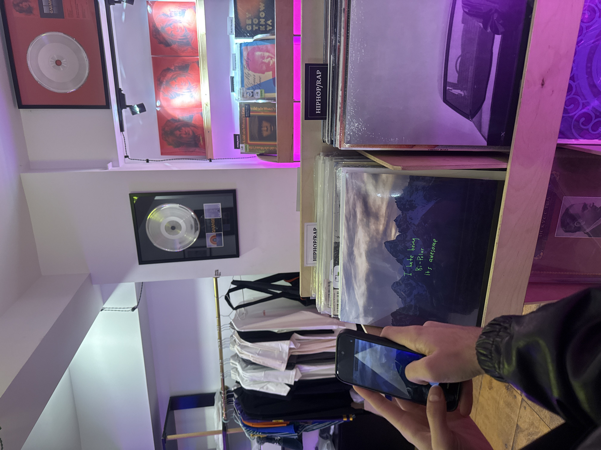 Vinyl record browsing documented at Yerevan music store