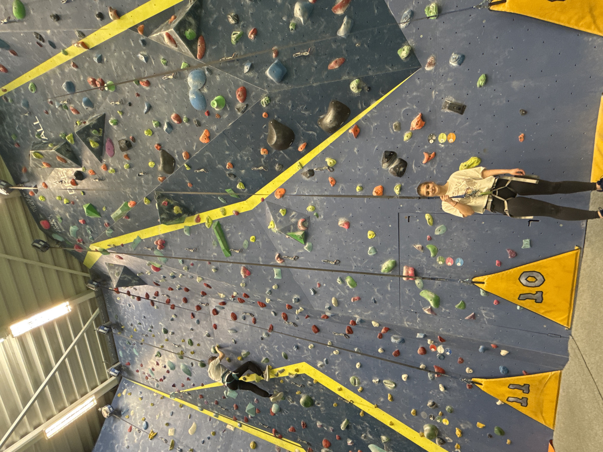 Rock climbers practice at indoor gym in Sofia