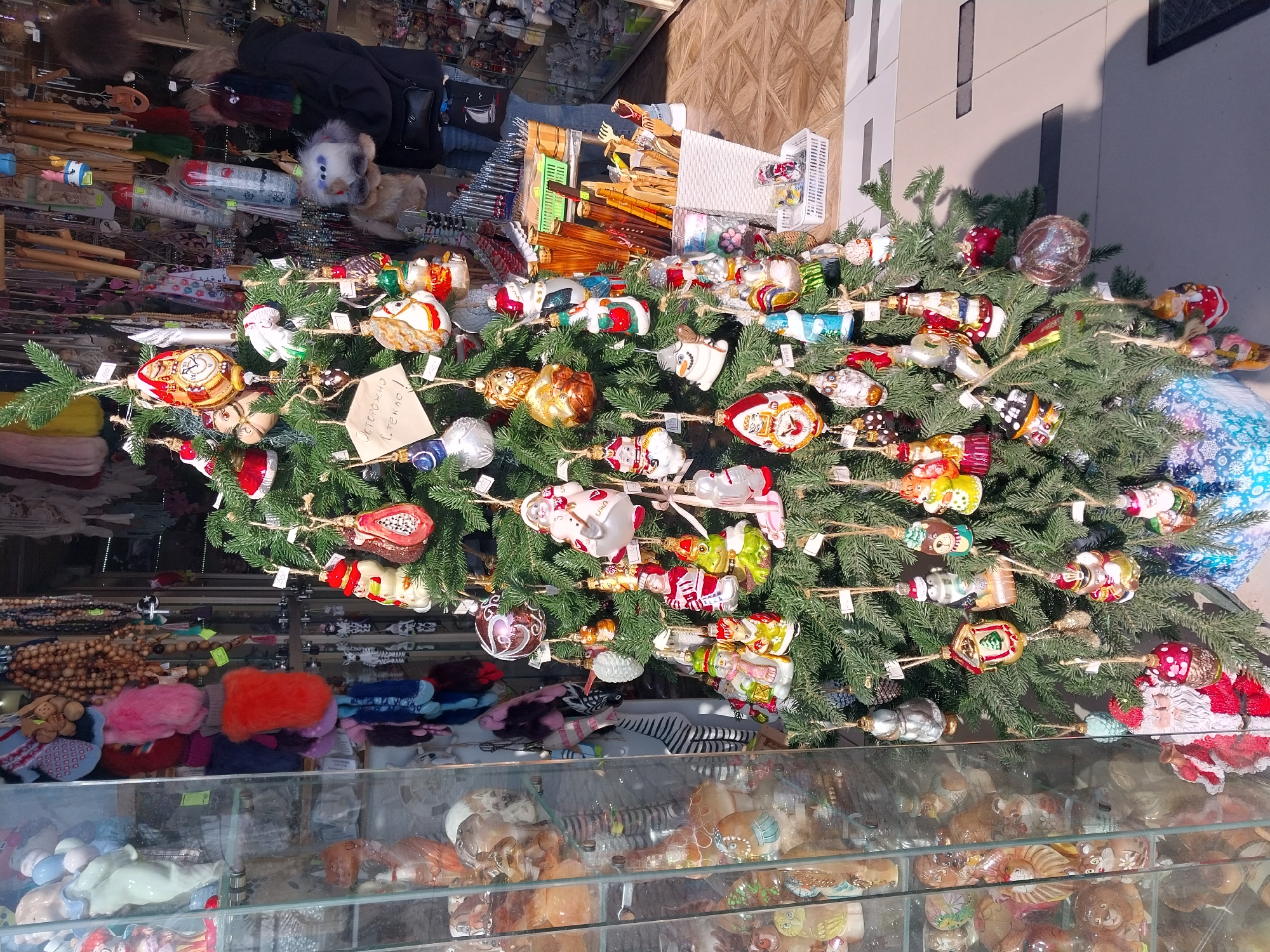Tourist area activity documented through Christmas displays and selfies