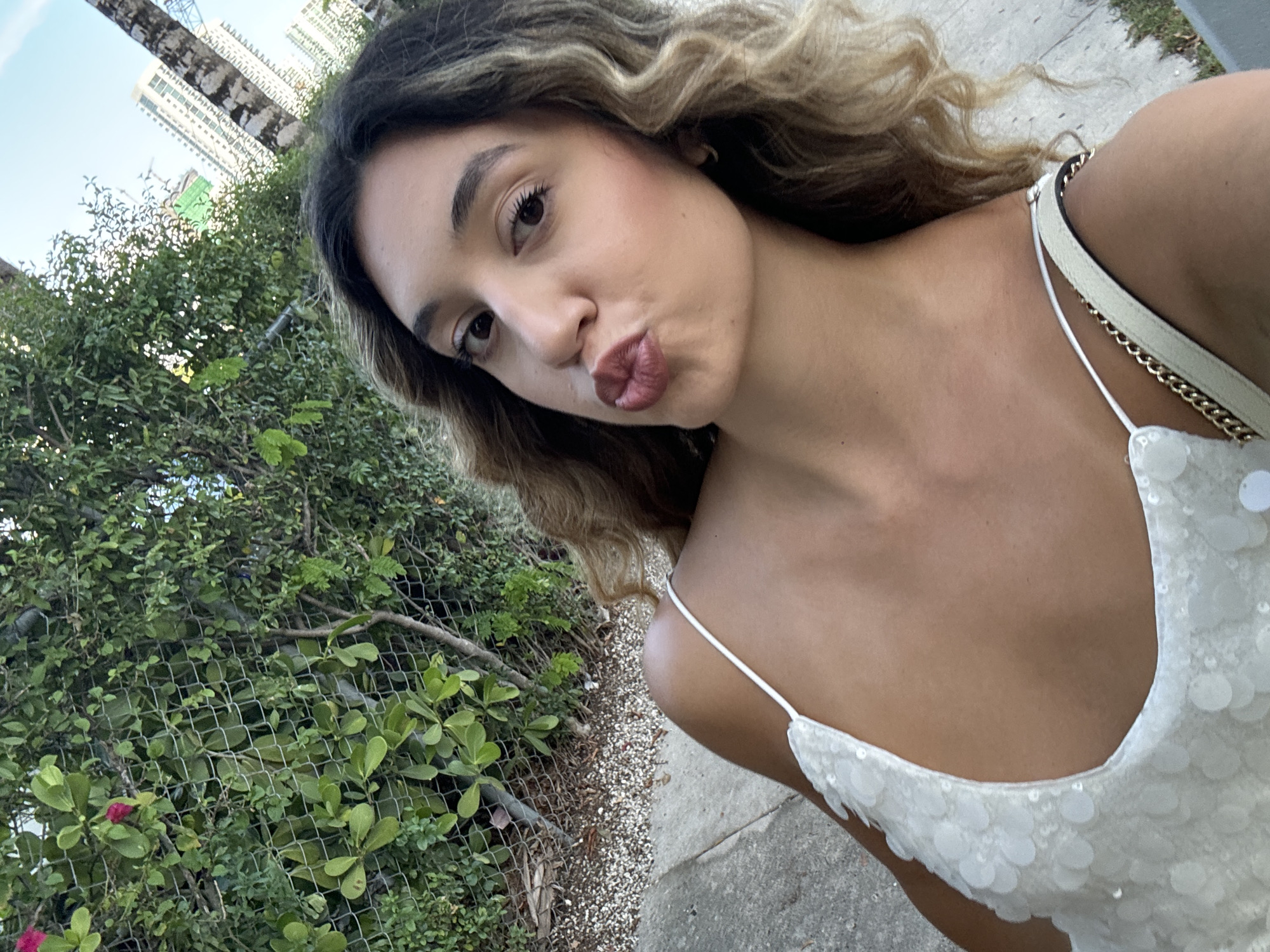 Miami night out, white sequins, selfies inside and out