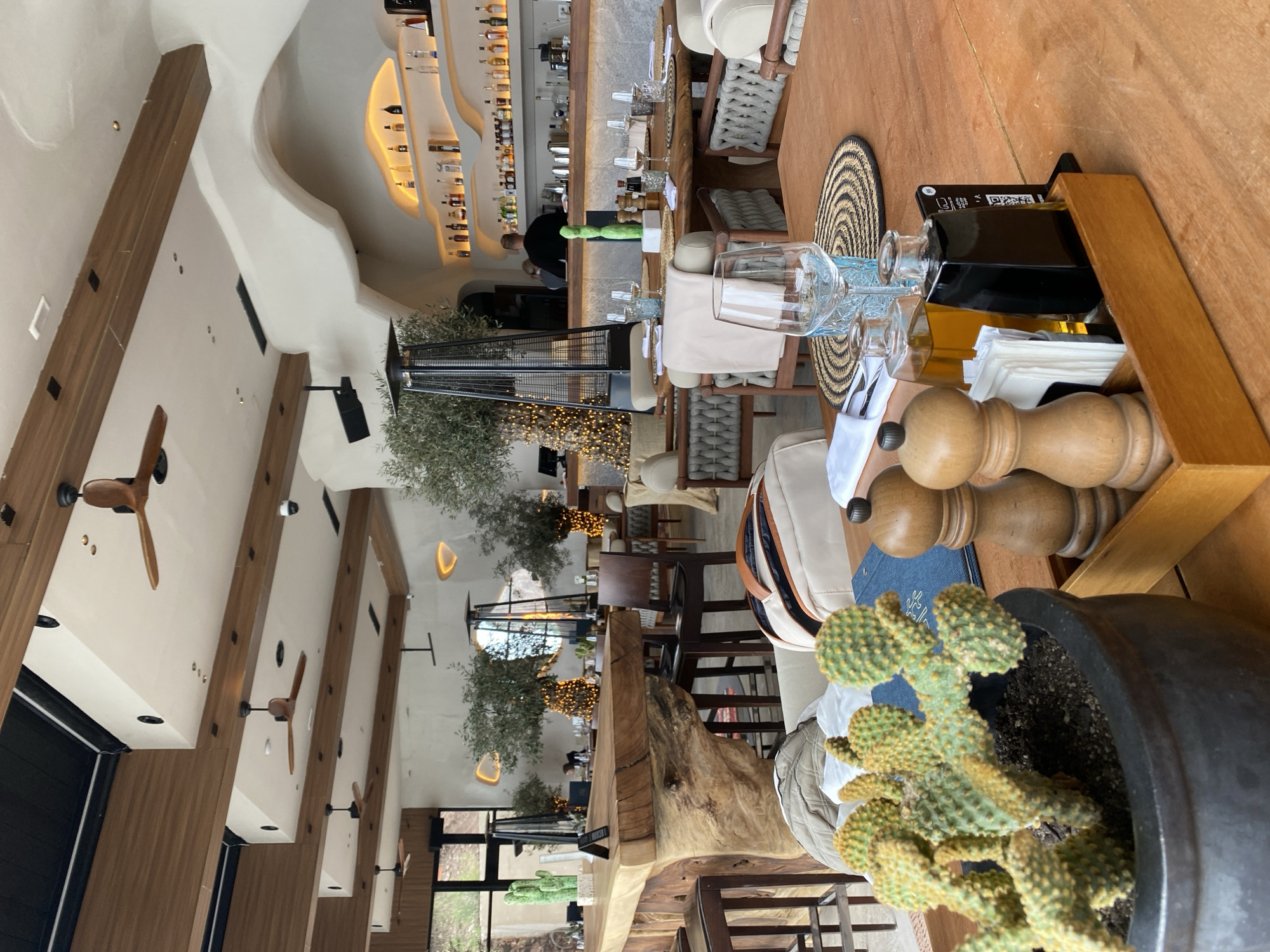 Restaurant interior documented in Sveti Stefan, Montenegro