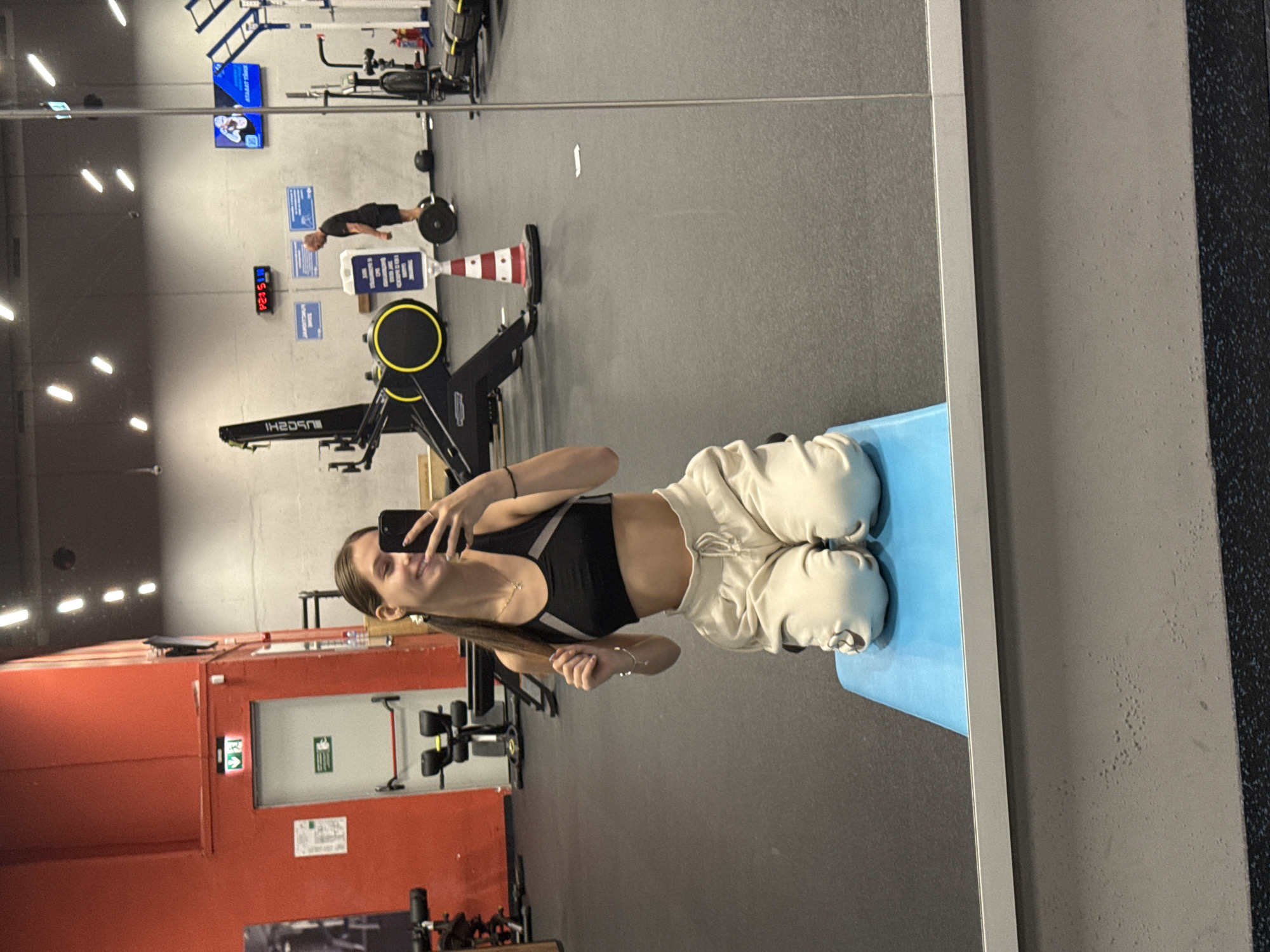 Woman documents workout session at Sofia gym facility