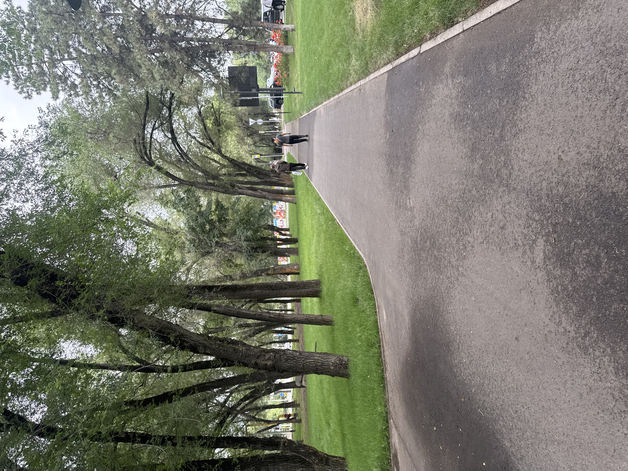 Quiet morning streets and parks around central Almaty