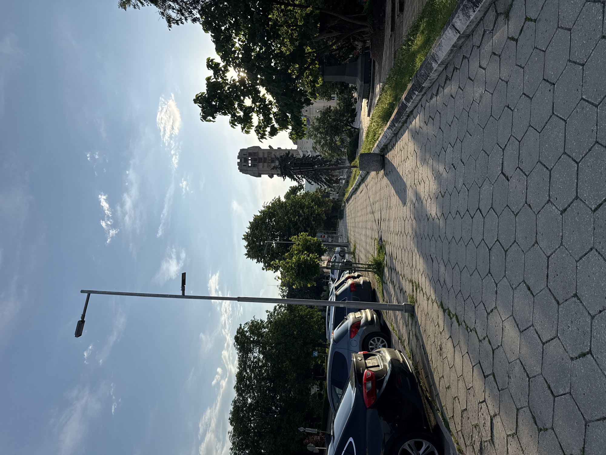 Evening construction and public spaces documented in Shumen, Bulgaria
