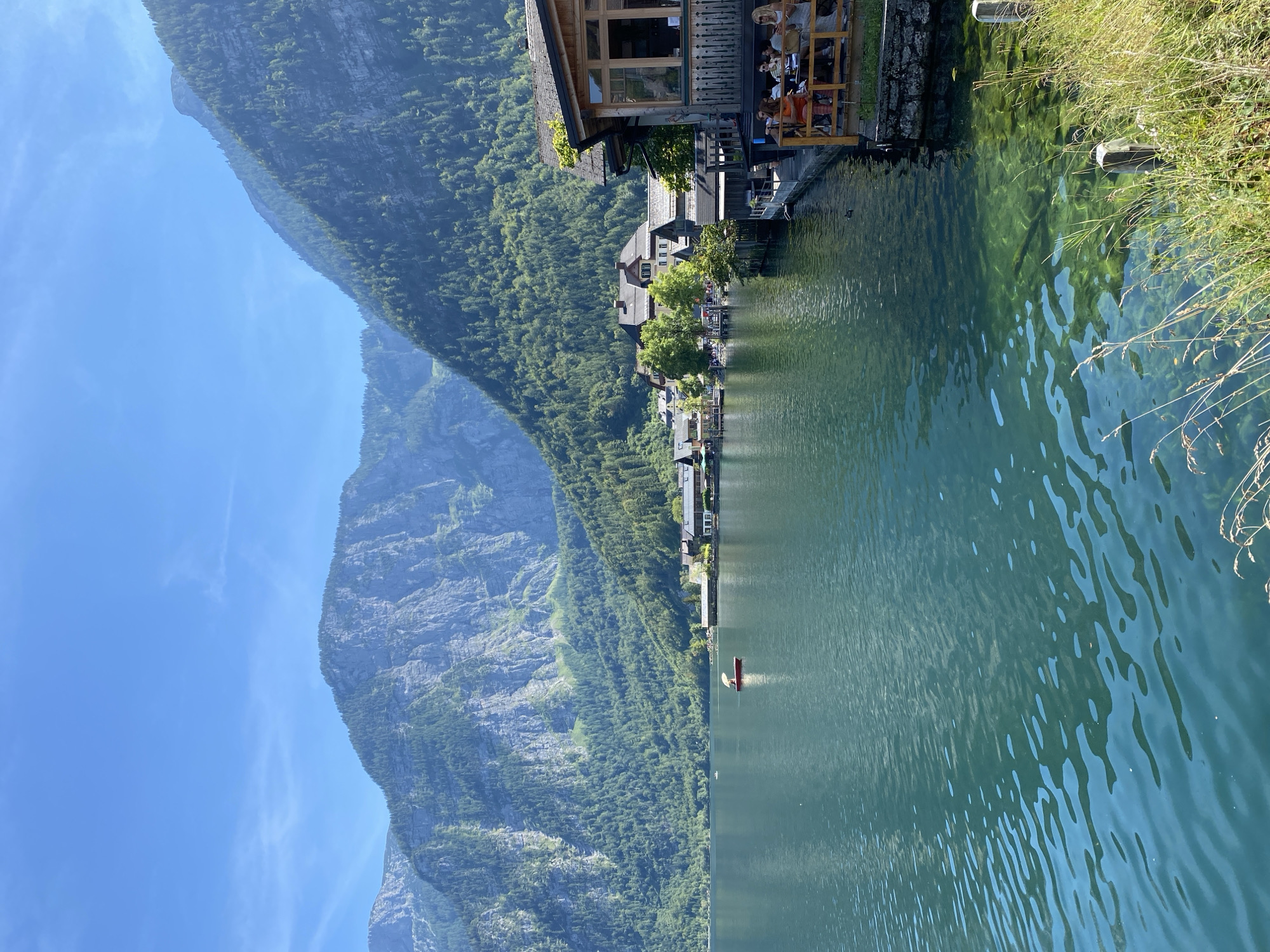 Sunny lakeside afternoon in Hallstatt, Austria