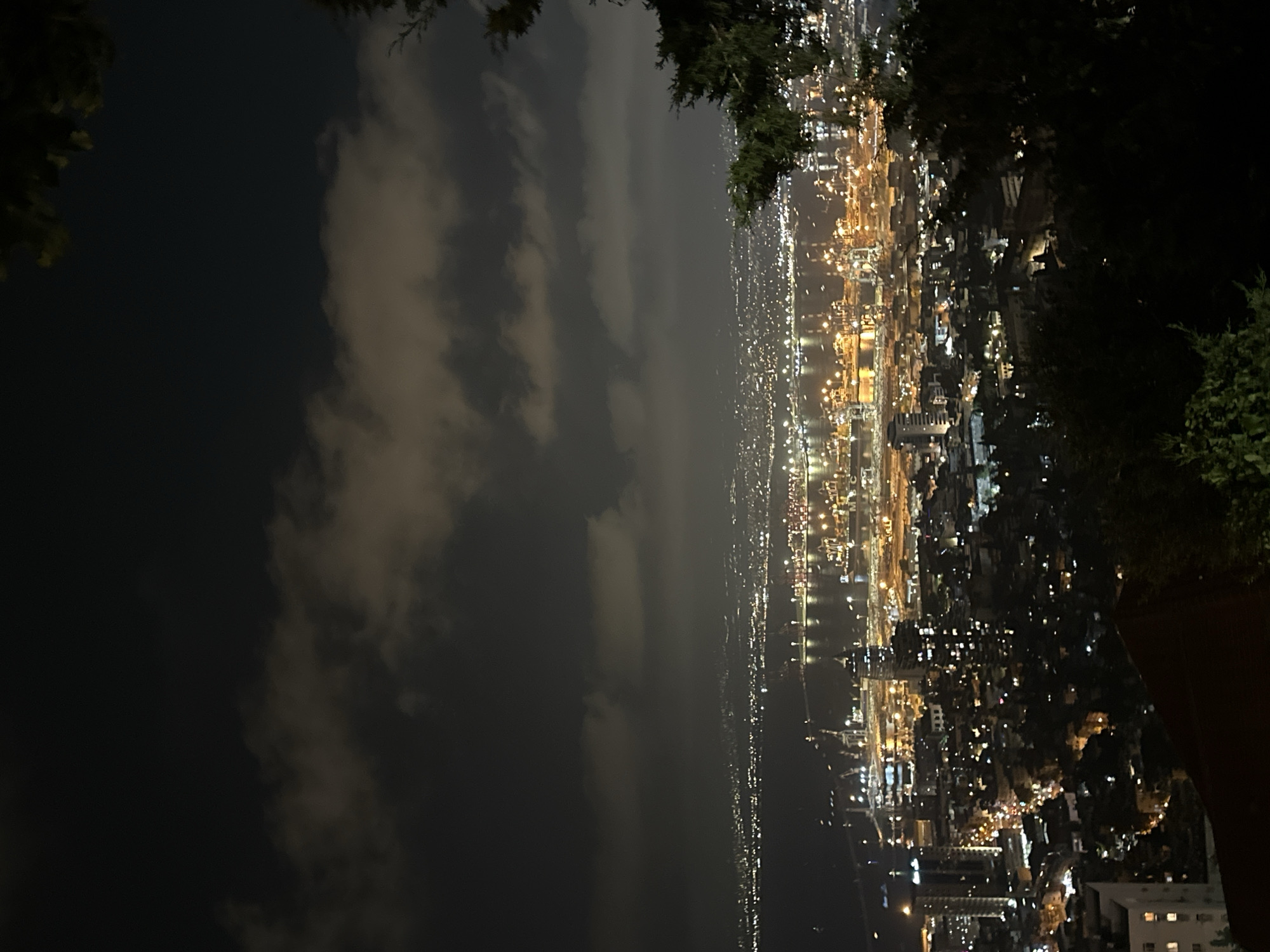 Haifa at night, port and city lights from the hillside