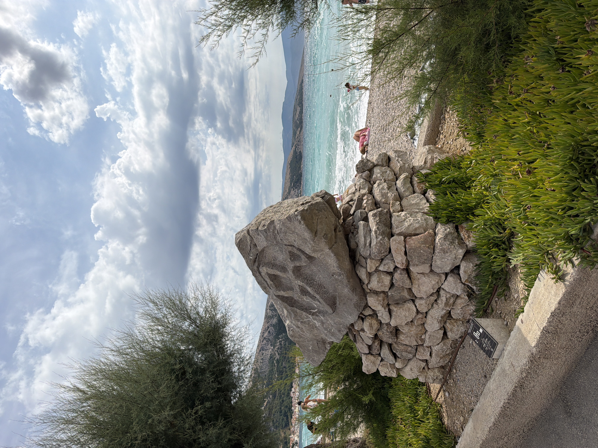 Cloudy morning on the pebble beach at Baška, Croatia