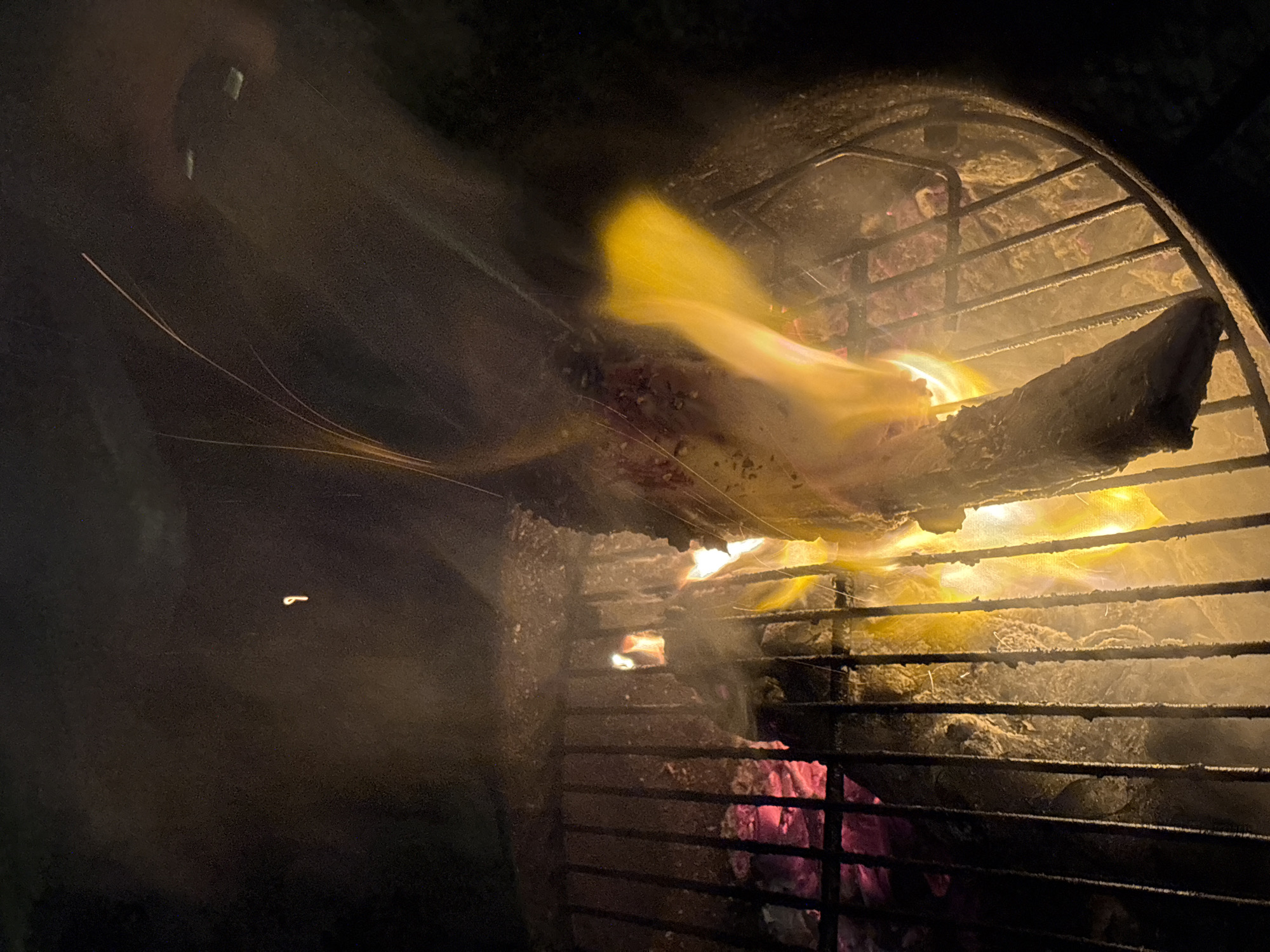 Evening barbecue gathering with sparklers in Erba, Italy